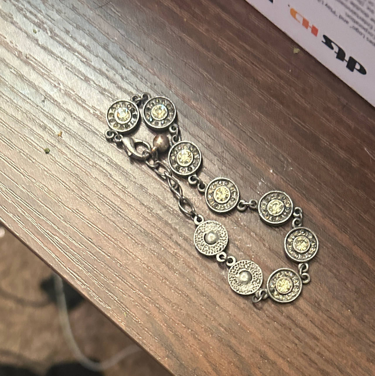 Brighton Silver Tone Crystal Medallion Bracelet