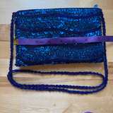 Vintage André Cellini Blue Sequin Beaded Evening Bag Clutch Purse Crossbody - Image 3