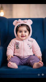 Disney Baby Minnie Mouse Quilted Zip-Up Hoodie sz 12 Months - Image 4