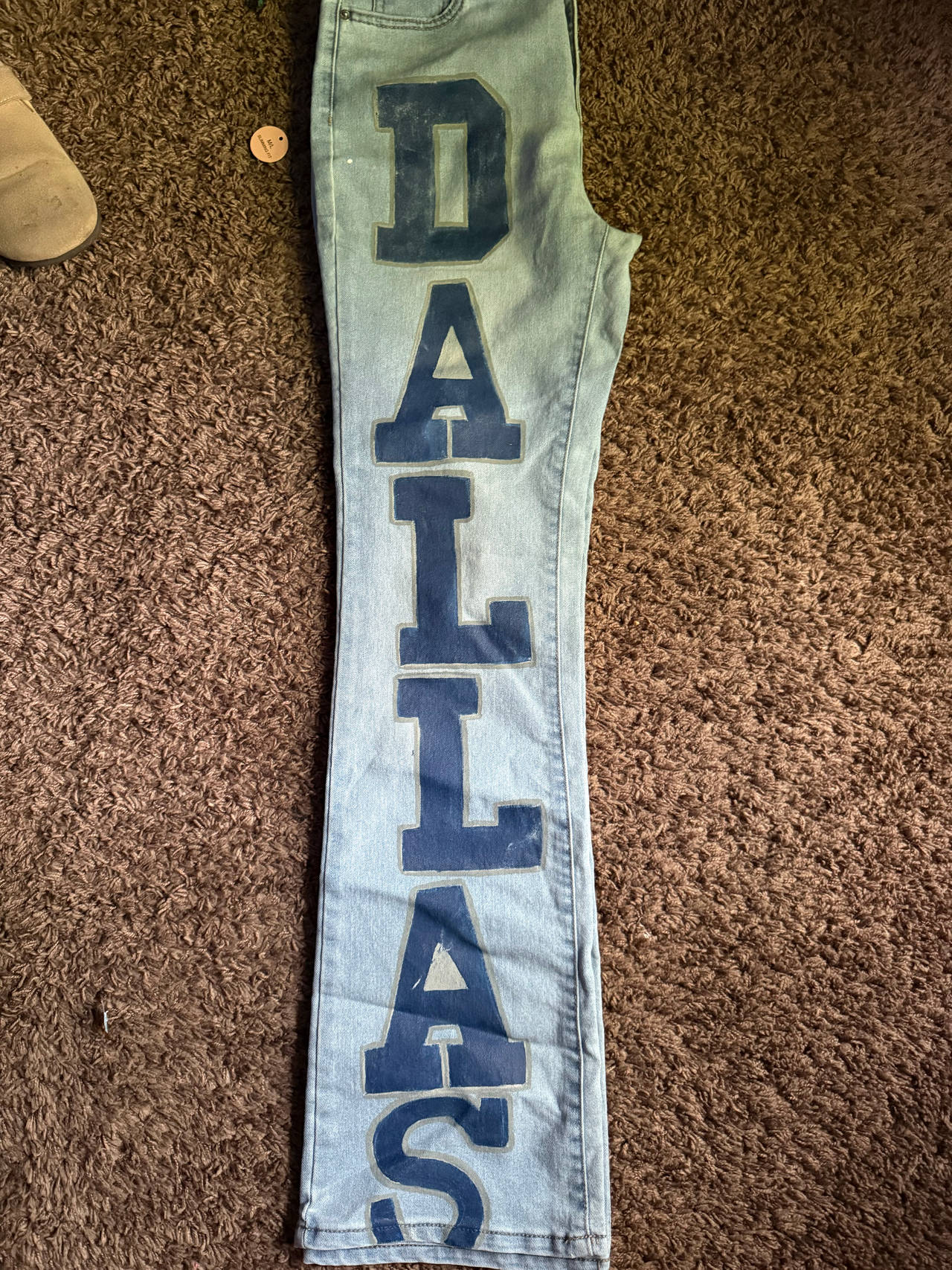 Custom Dallas Letter Patch Jeans