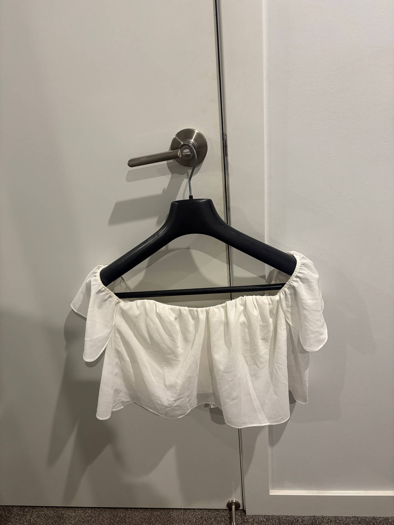 White Off-Shoulder Crop Top