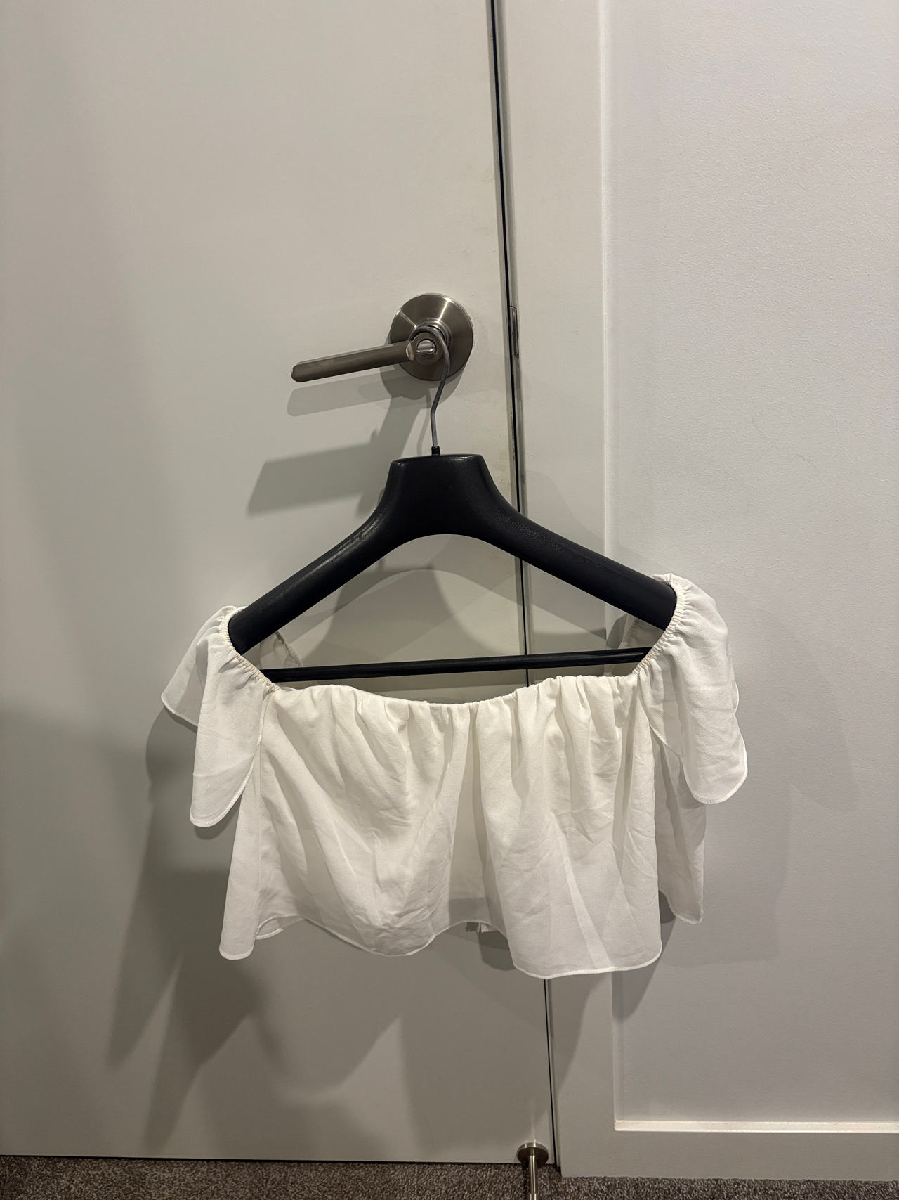 White Off-Shoulder Crop Top