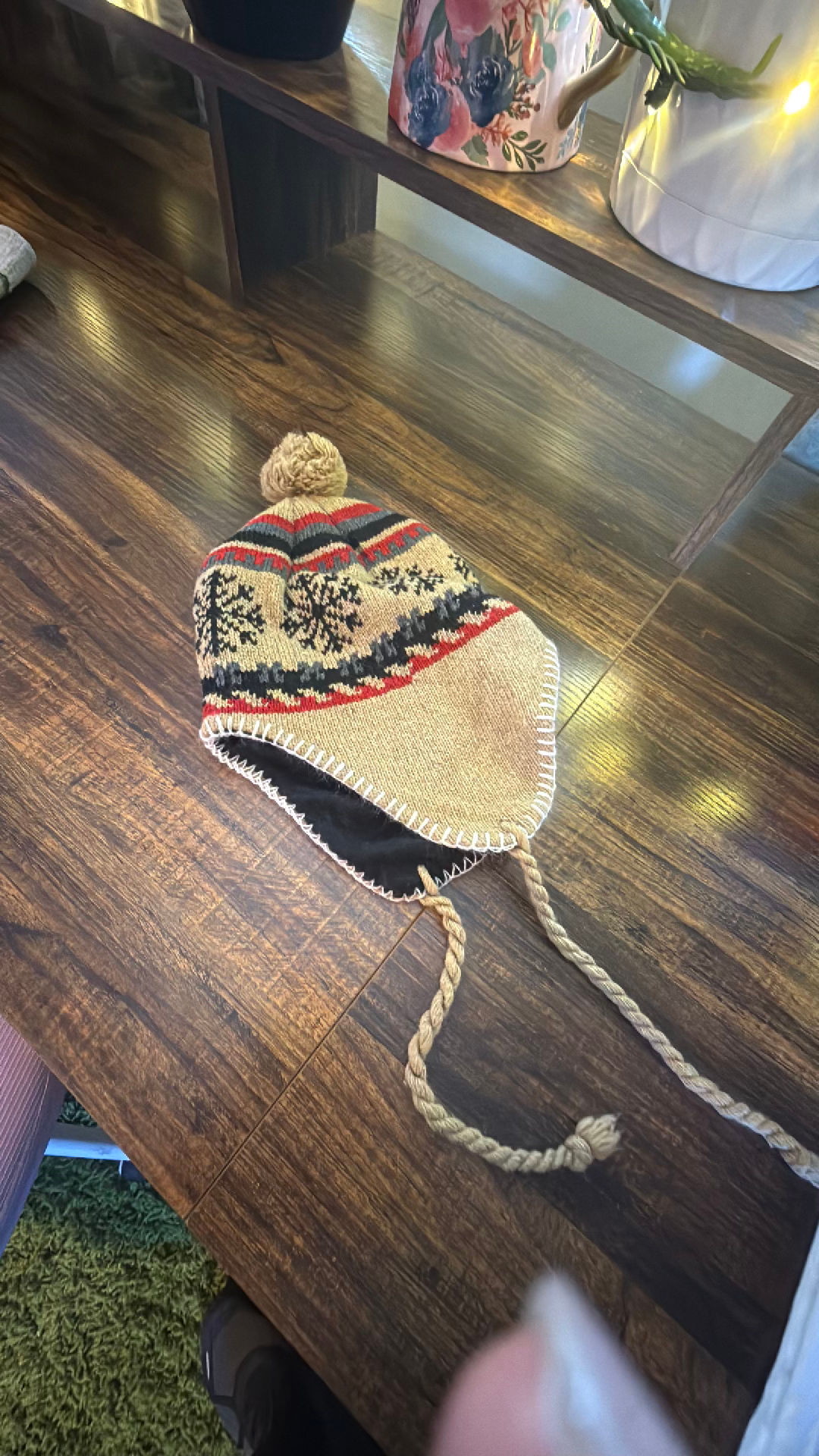 Knit Snowflake Chullo Hat with Ear Flaps