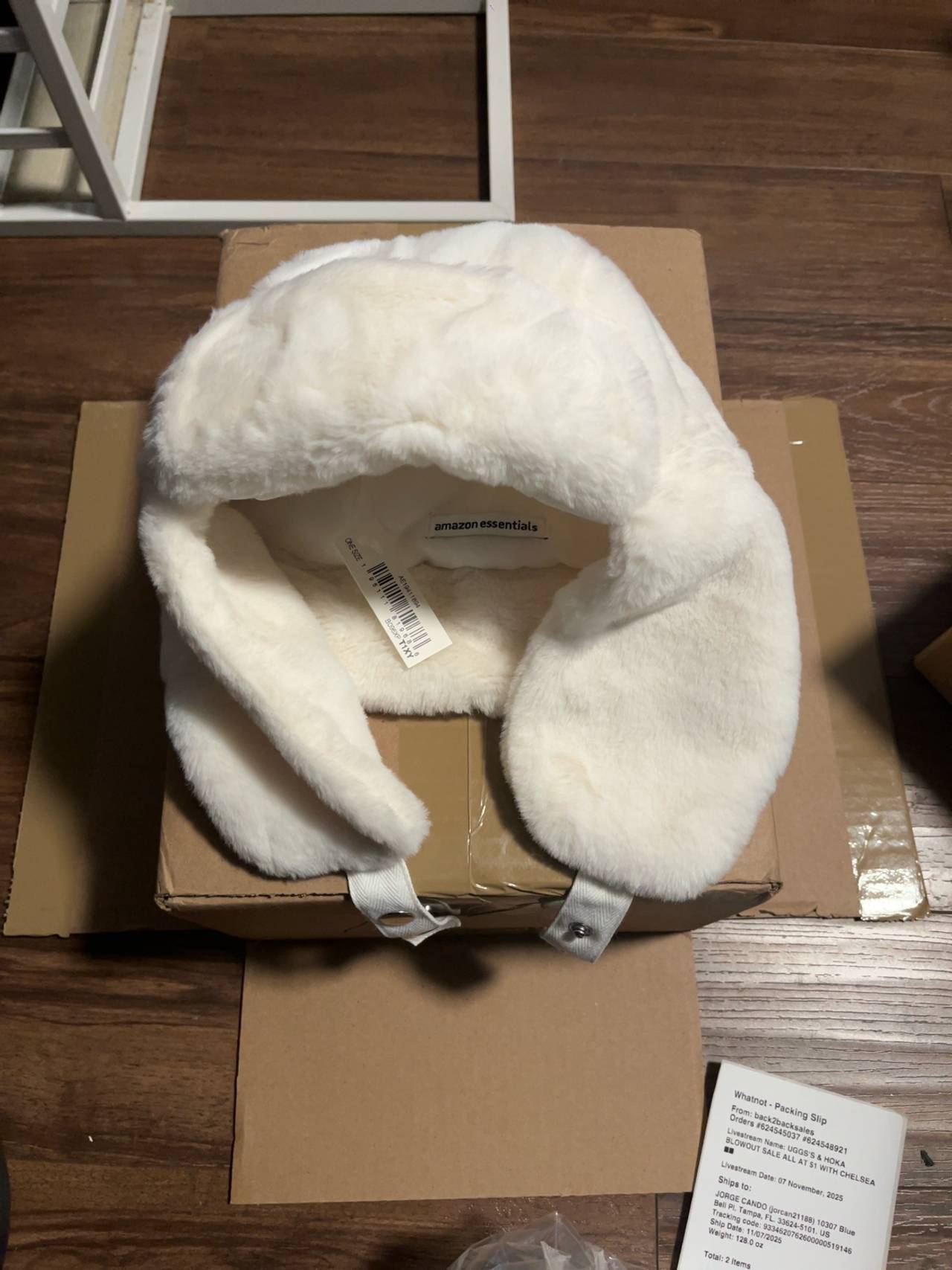 H&M Fluffy Earflap Hat Cream