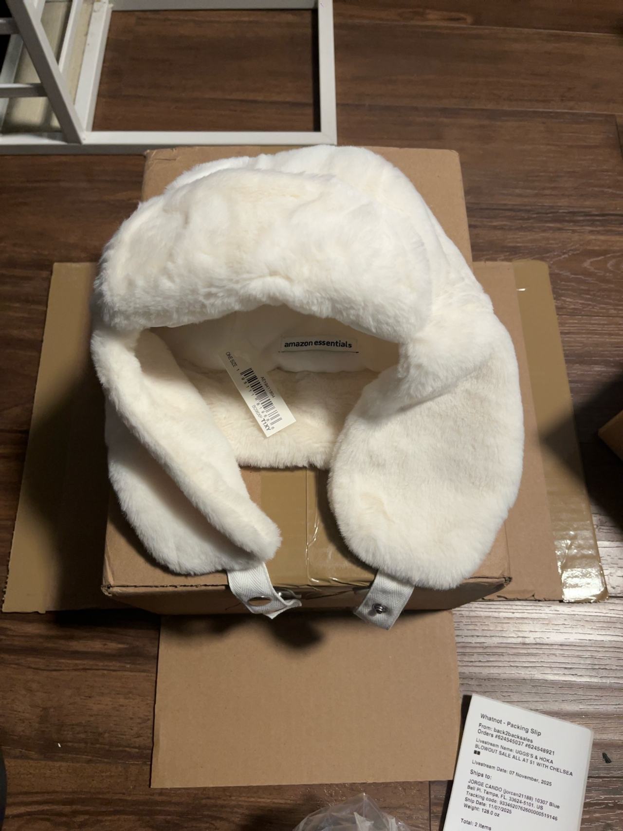 H&M Fluffy Earflap Hat Cream