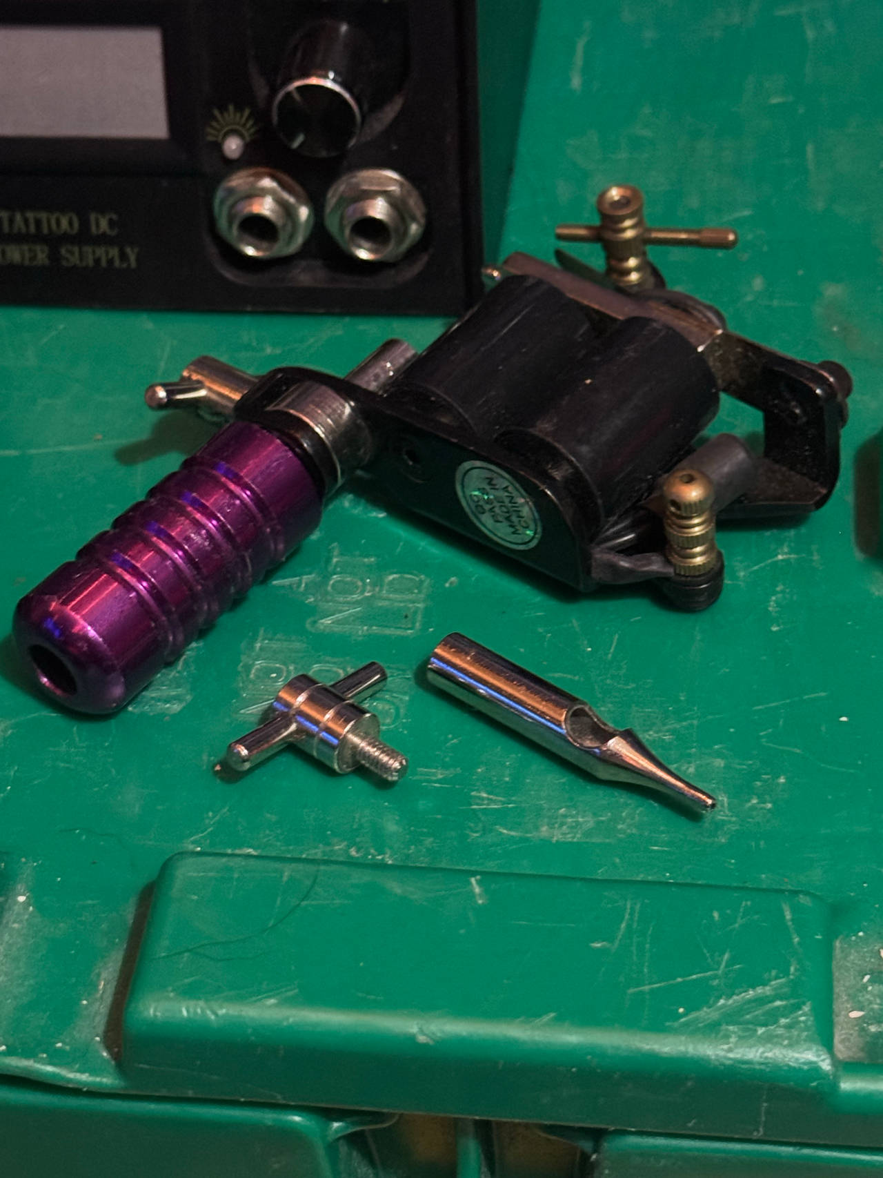 Coil Tattoo Machine with Purple Grip and Tip