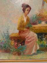 John Adamos Manol "Flower Vendor" Oil Painting - Image 5