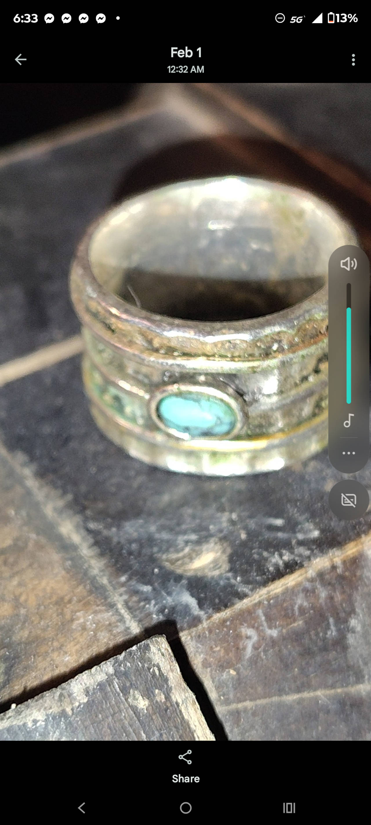 Sterling Silver Turquoise Spinner Ring