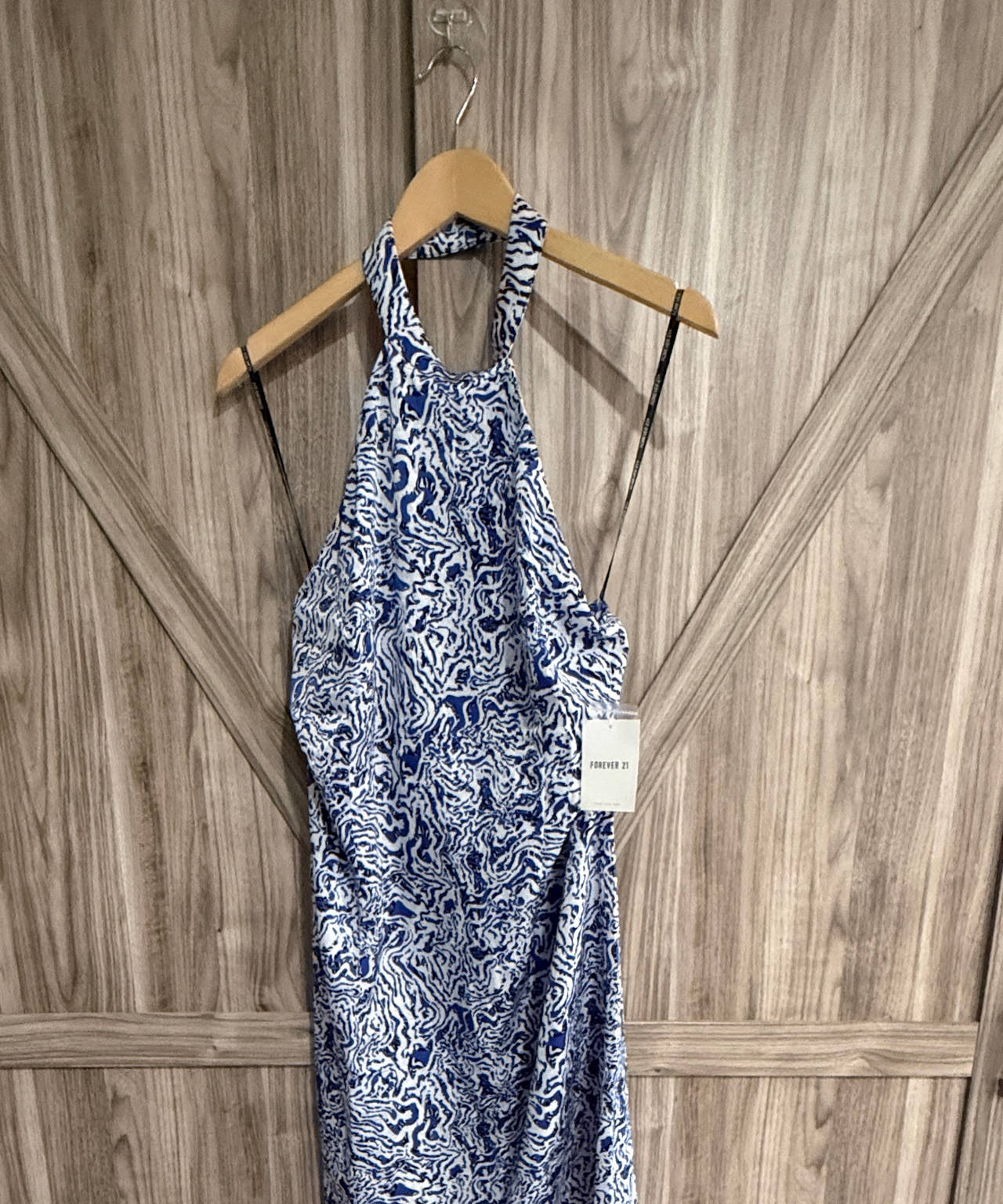 Forever 21 NWT Blue and White Abstract Halter Dress Size 1X