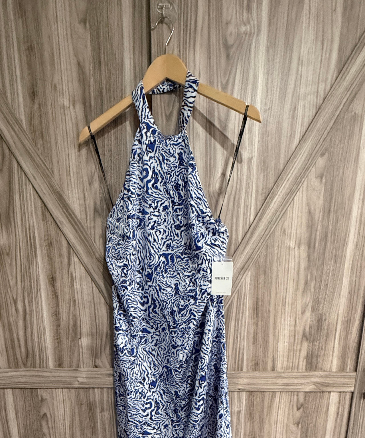 Forever 21 NWT Blue and White Abstract Halter Dress Size 1X
