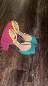 Women's Colorblock Fringe Heeled Sandals - Image 3