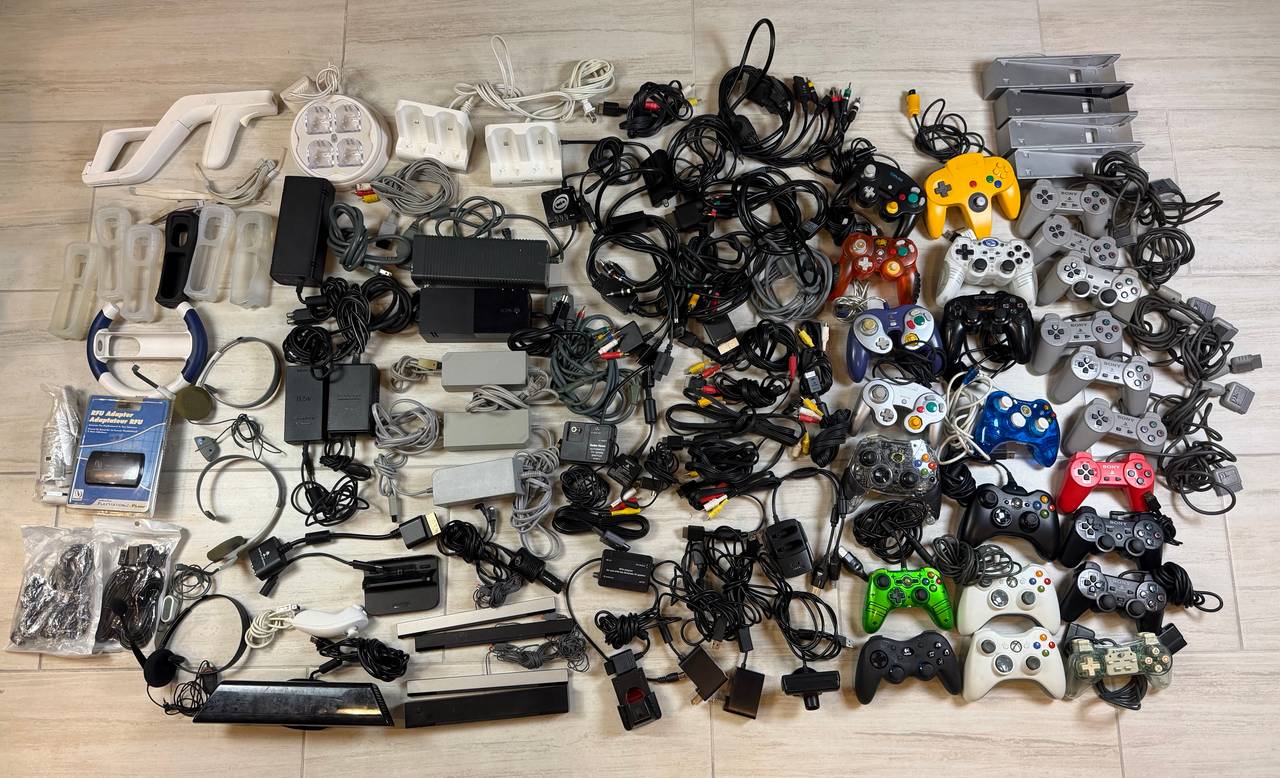 Bulk Video Game Controller Cable Power Bricks Accessories Lot