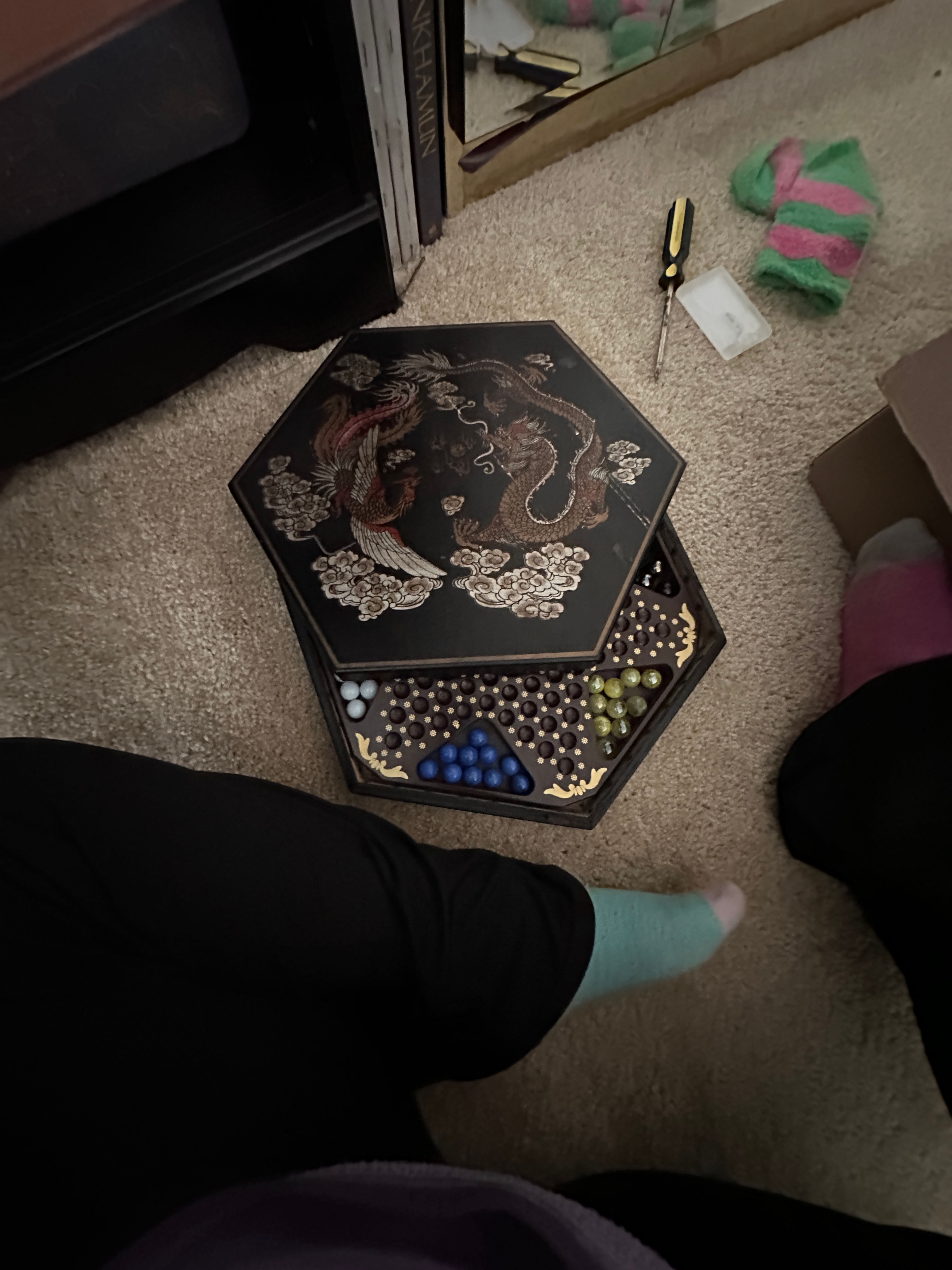 Vintage Wooden Chinese Checkers Set