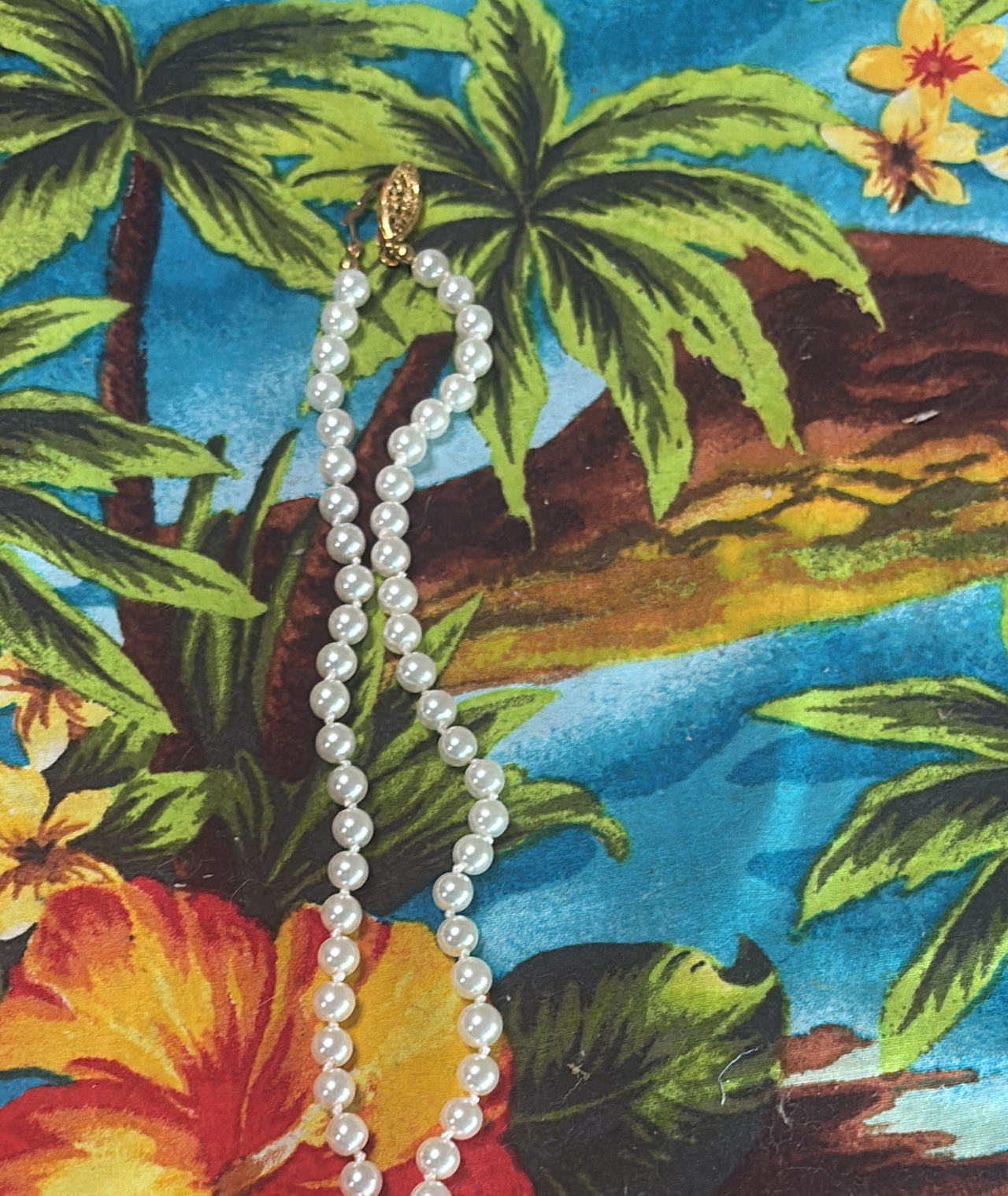 Faux Pearl Strand Necklace with Gold-Tone Clasp