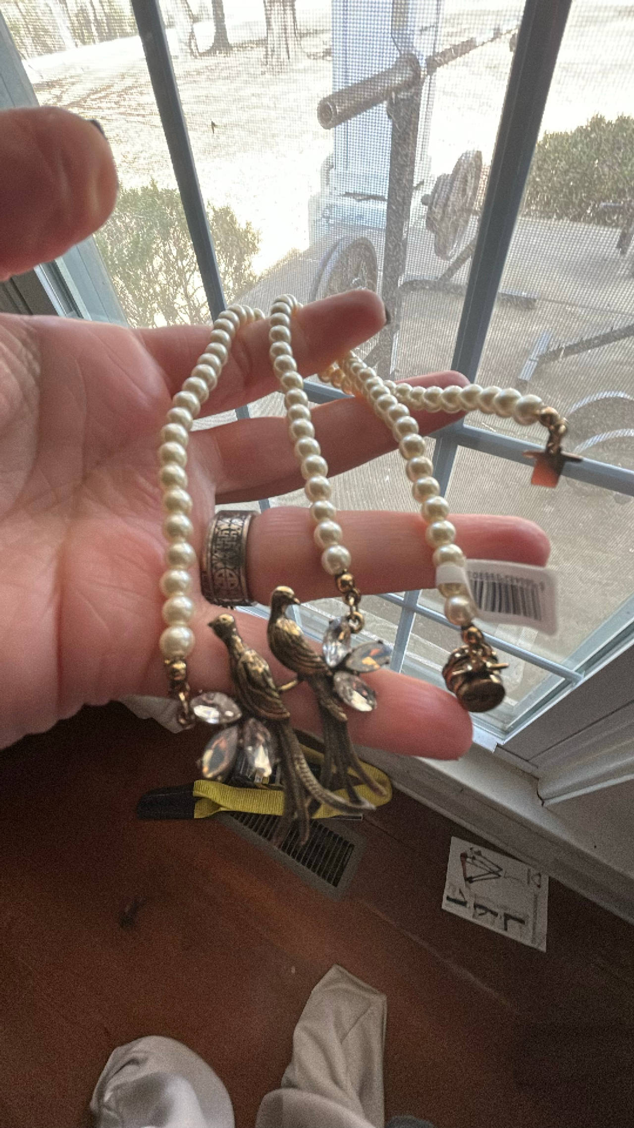 pearl necklace with charms