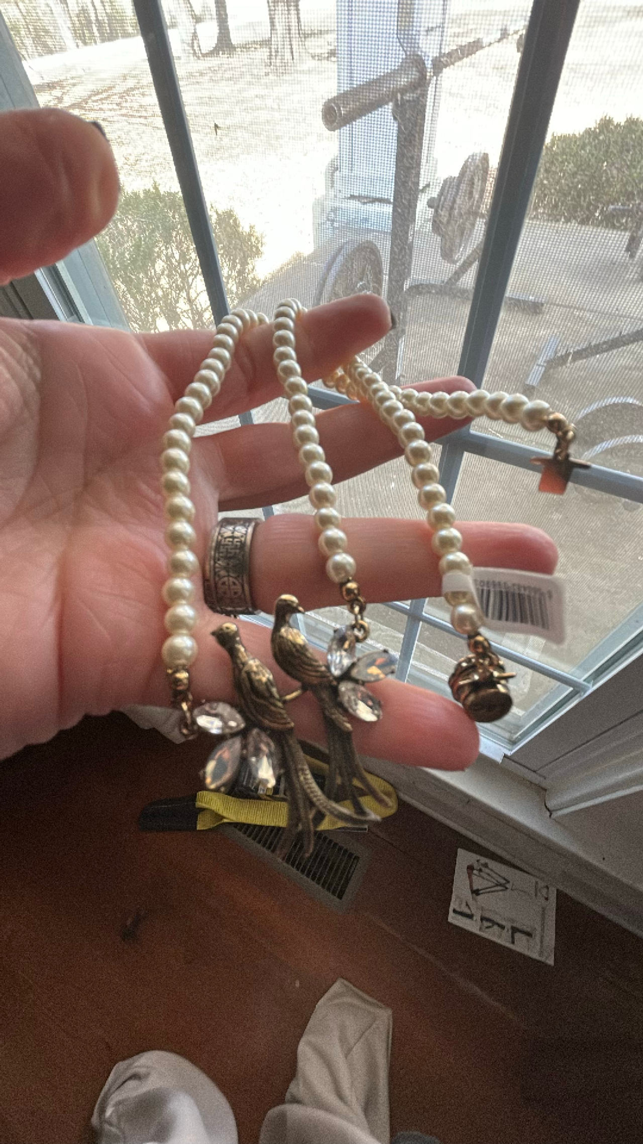 pearl necklace with charms