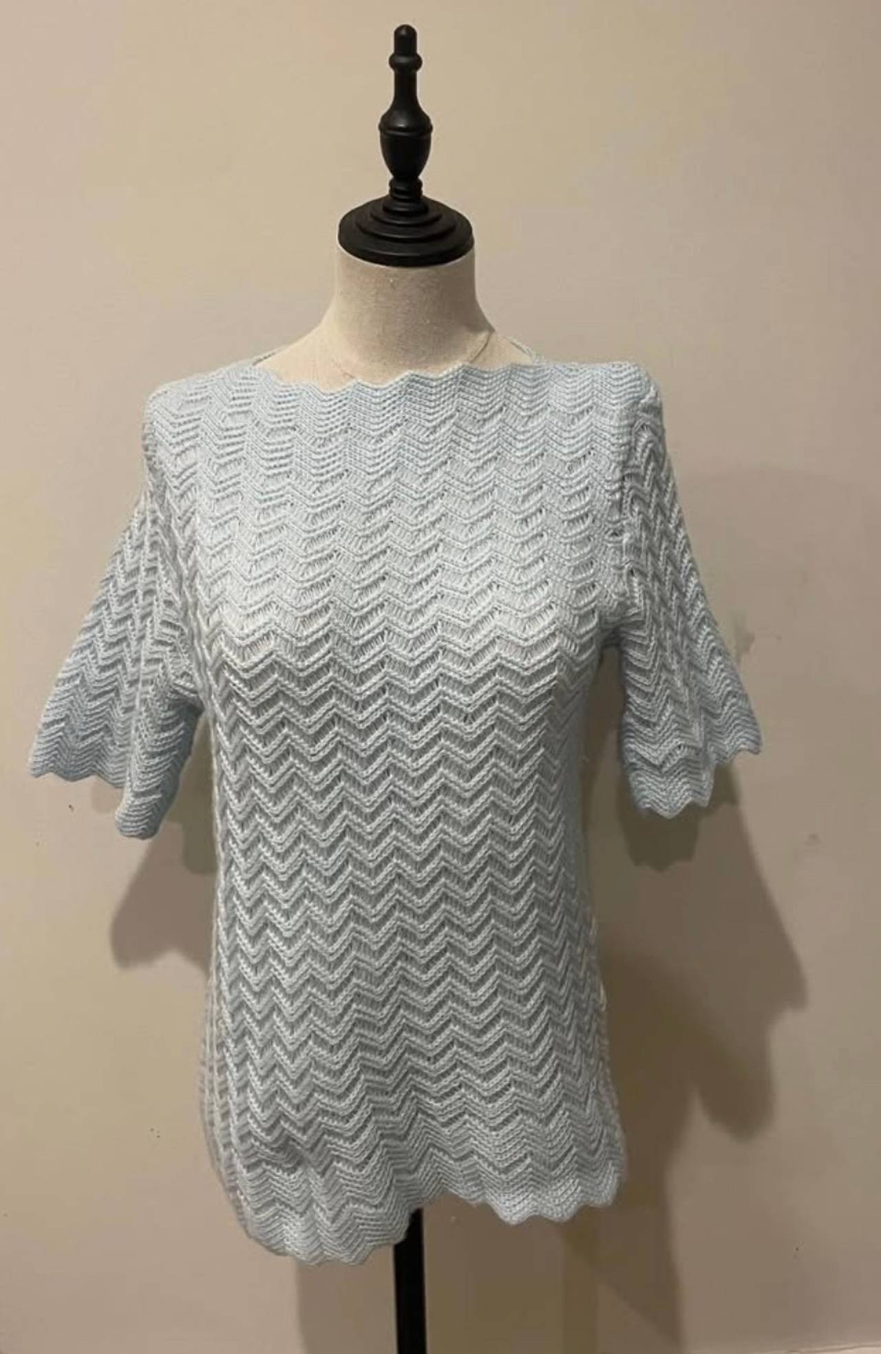 Handmade Light Blue Chevron Crochet Top