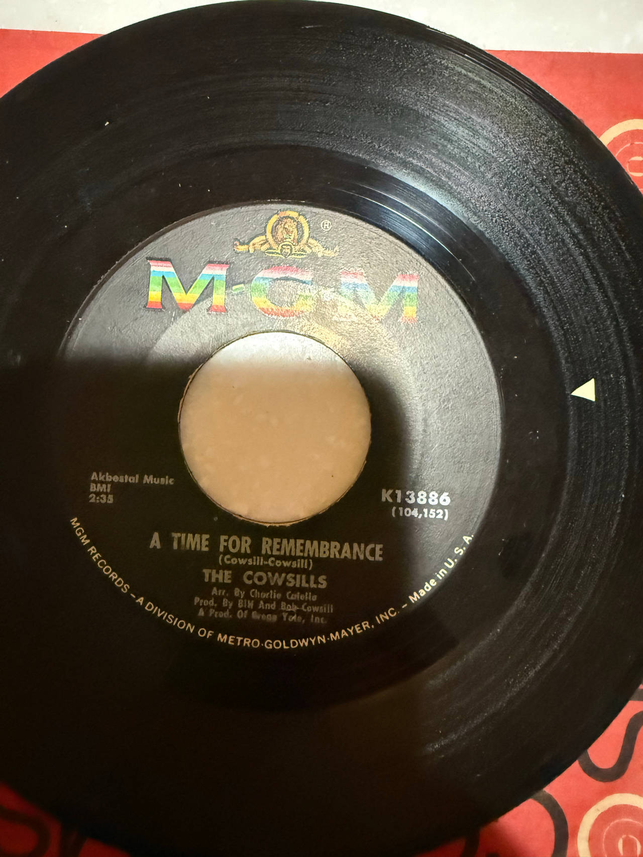 The Cowsills - A Time For Remembrance 7" Vinyl Single
