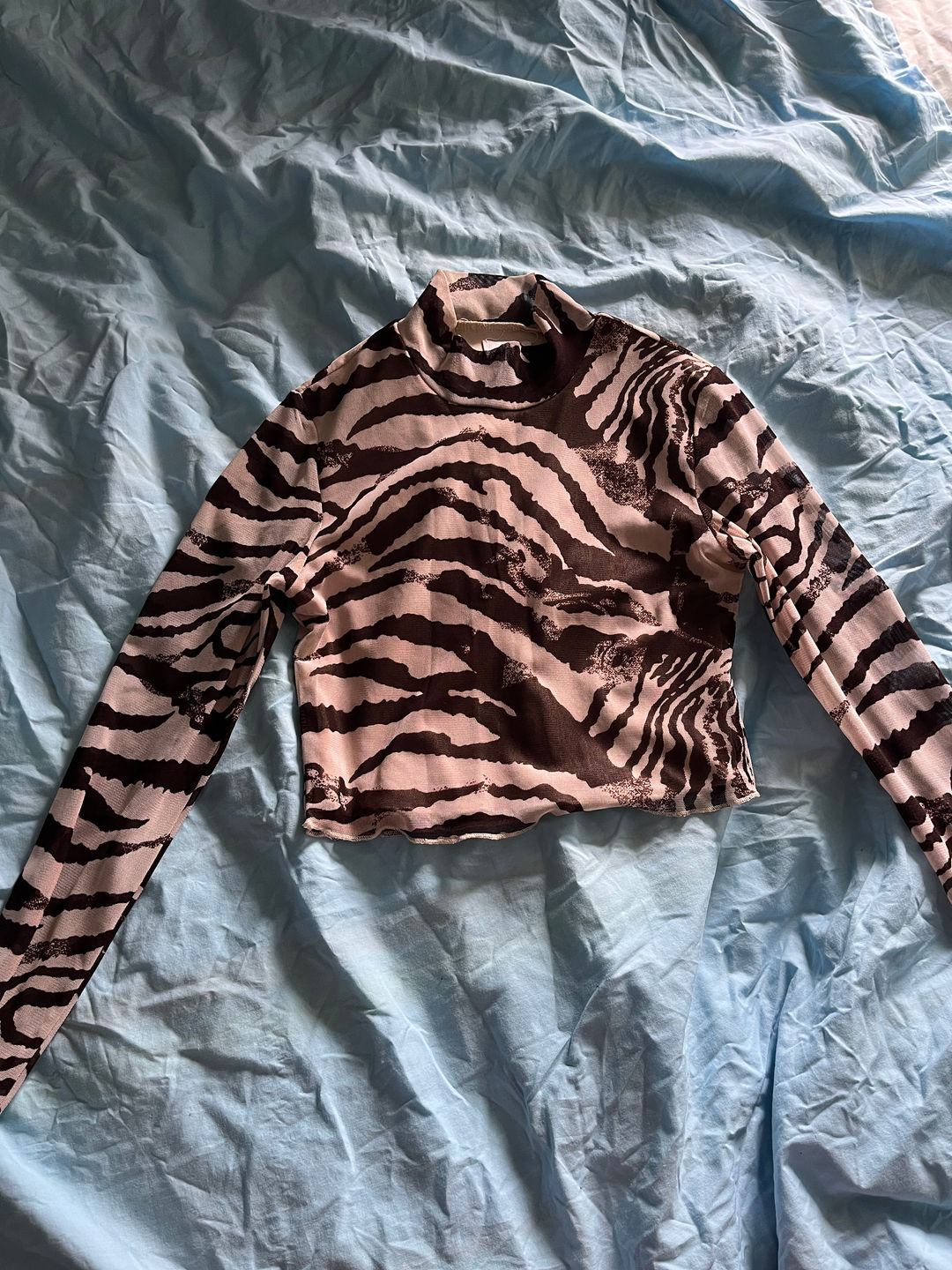 Zebra Print Long Sleeve Crop Top
