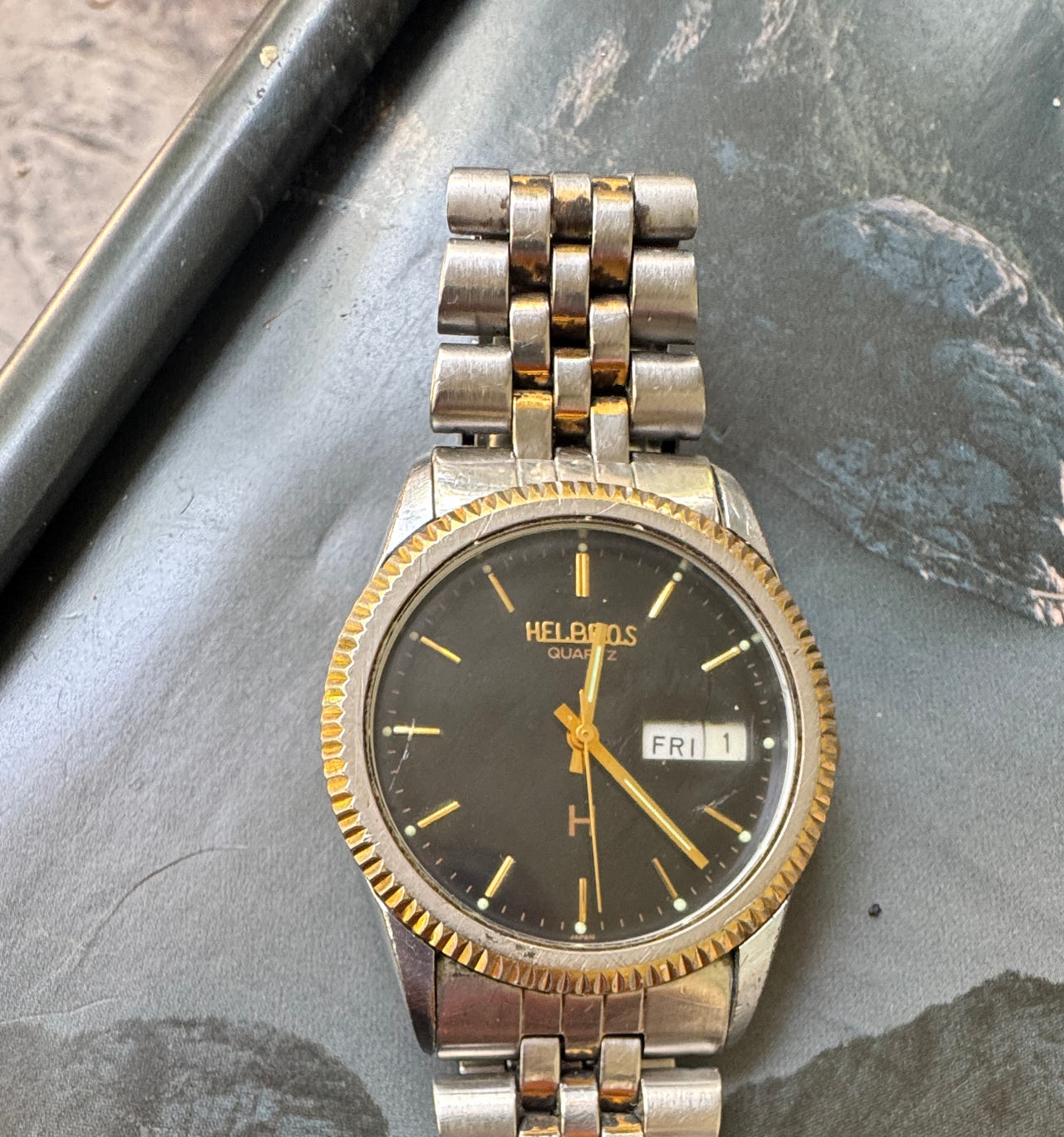 Helbros Quartz Day-Date Two-Tone Watch