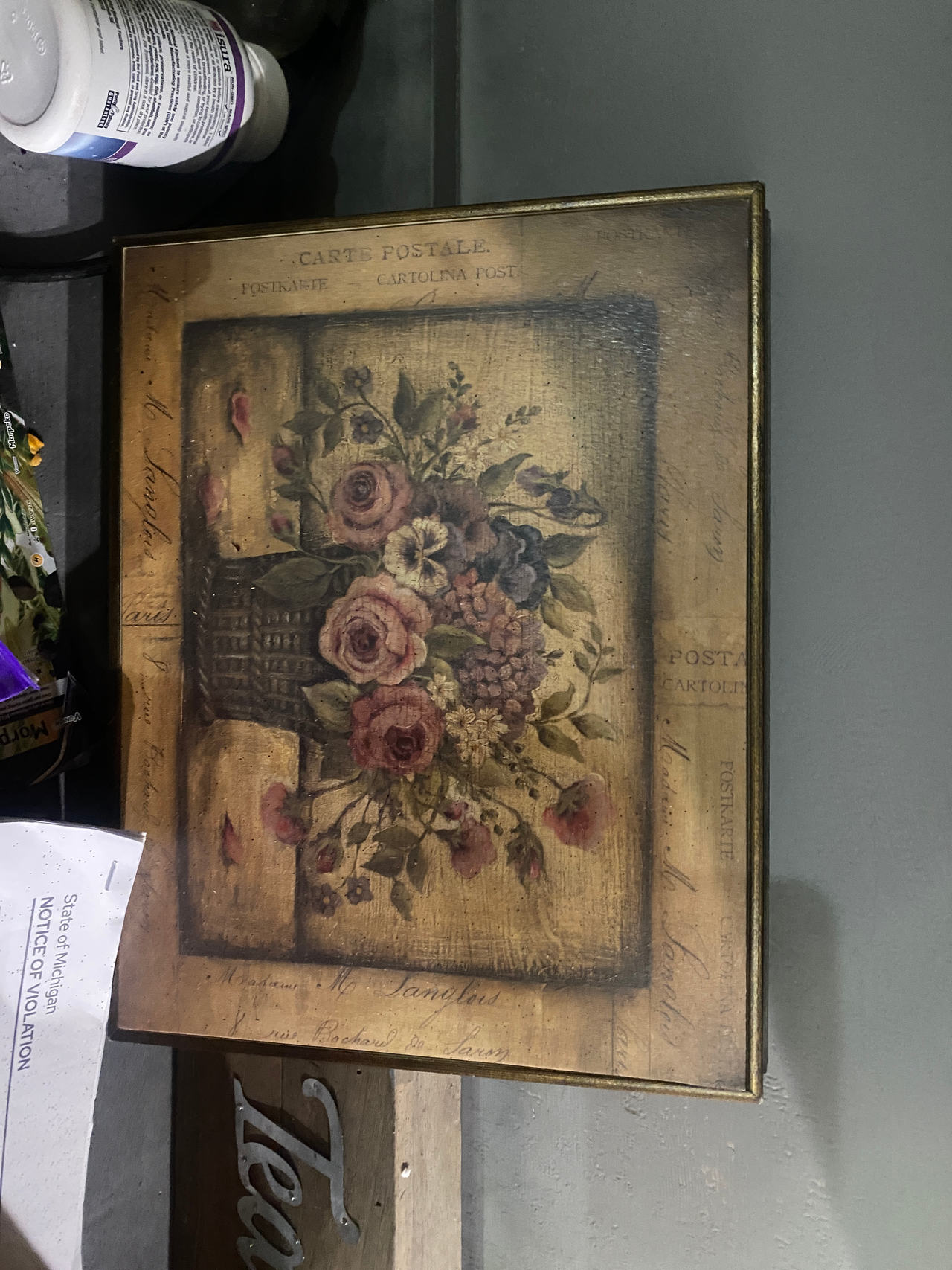 Vintage Floral Postcard Decorative Box
