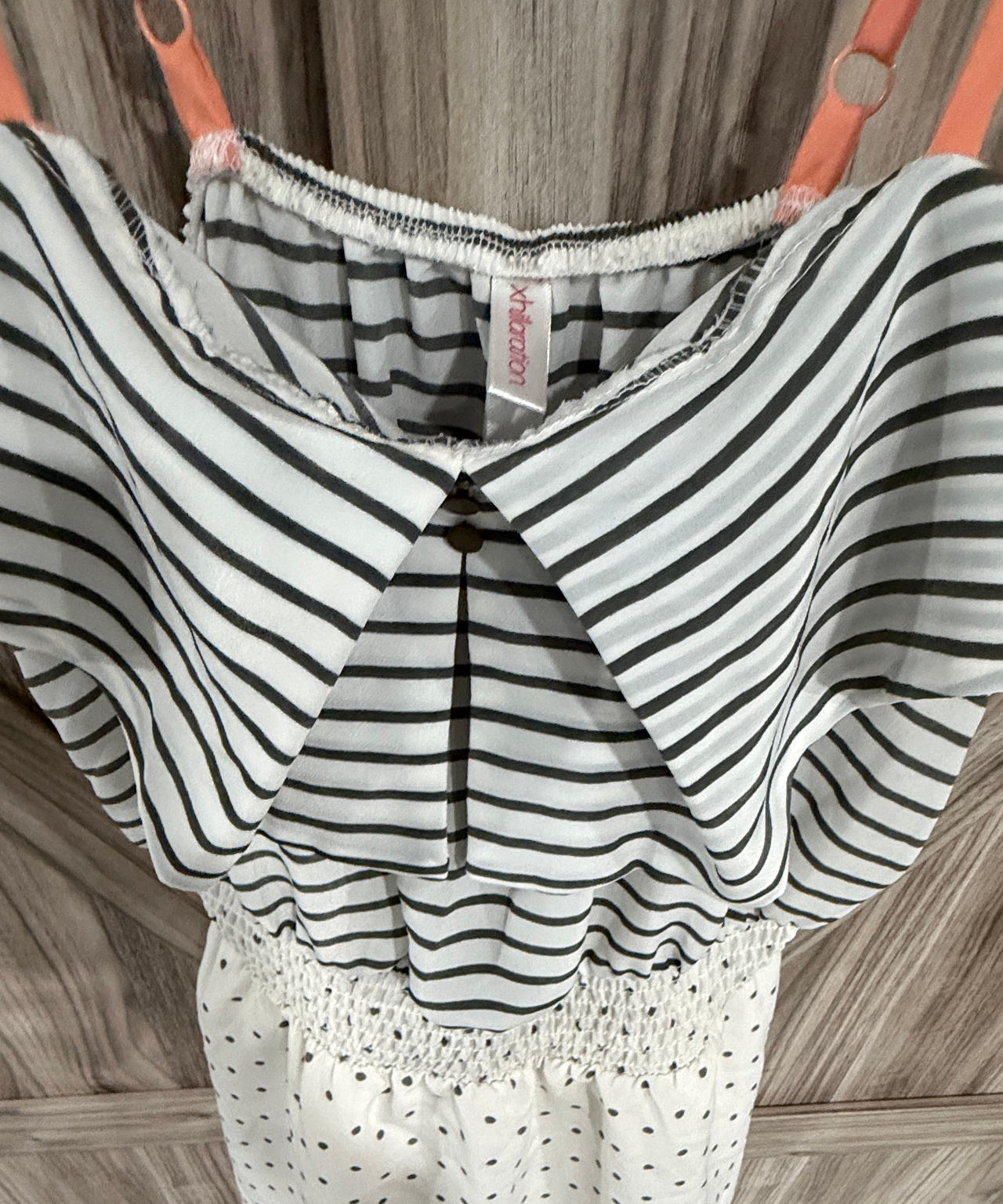 Xhilaration Striped and Polka Dot Dress small orange black white