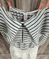 Xhilaration Striped and Polka Dot Dress small orange black white - Image 1