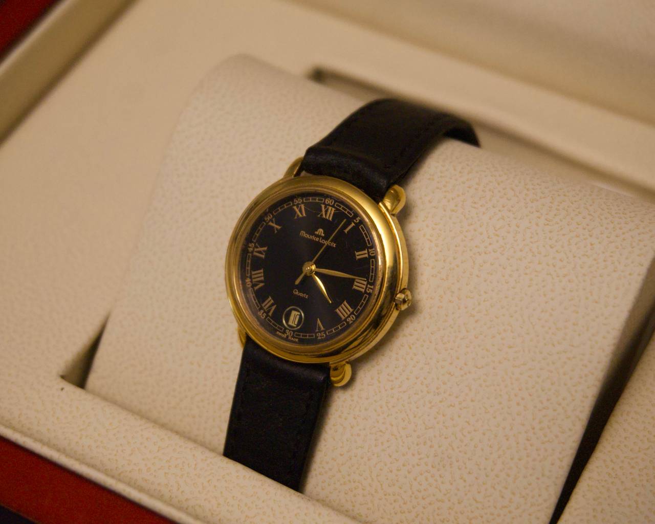 Maurice Lacroix Ladies Quartz – Gold-Plated Vintage, Roman Dial, Leather Strap