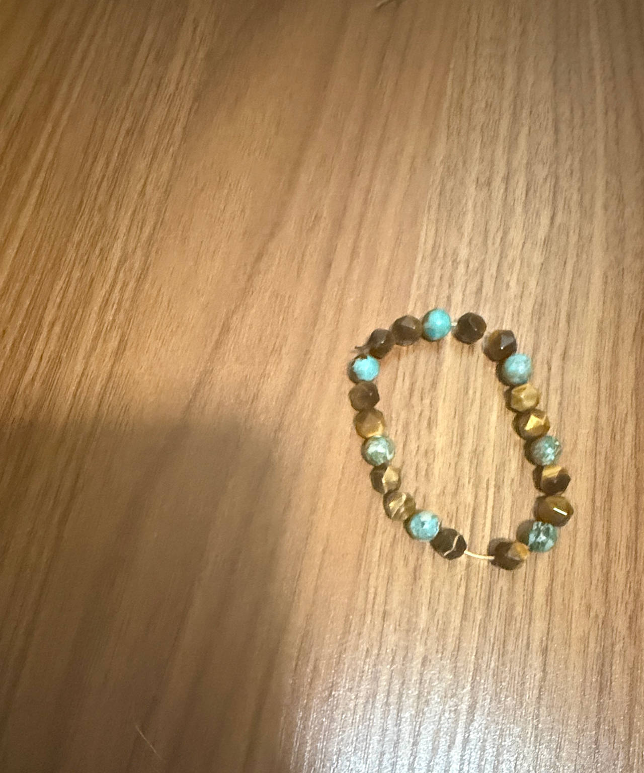 Faceted Tiger's Eye and Turquoise Bead Bracelet