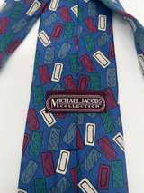 Vintage Michael Jacobs Collection Hand Sewn Silk Tie Blue Graphic Pattern - Image 6