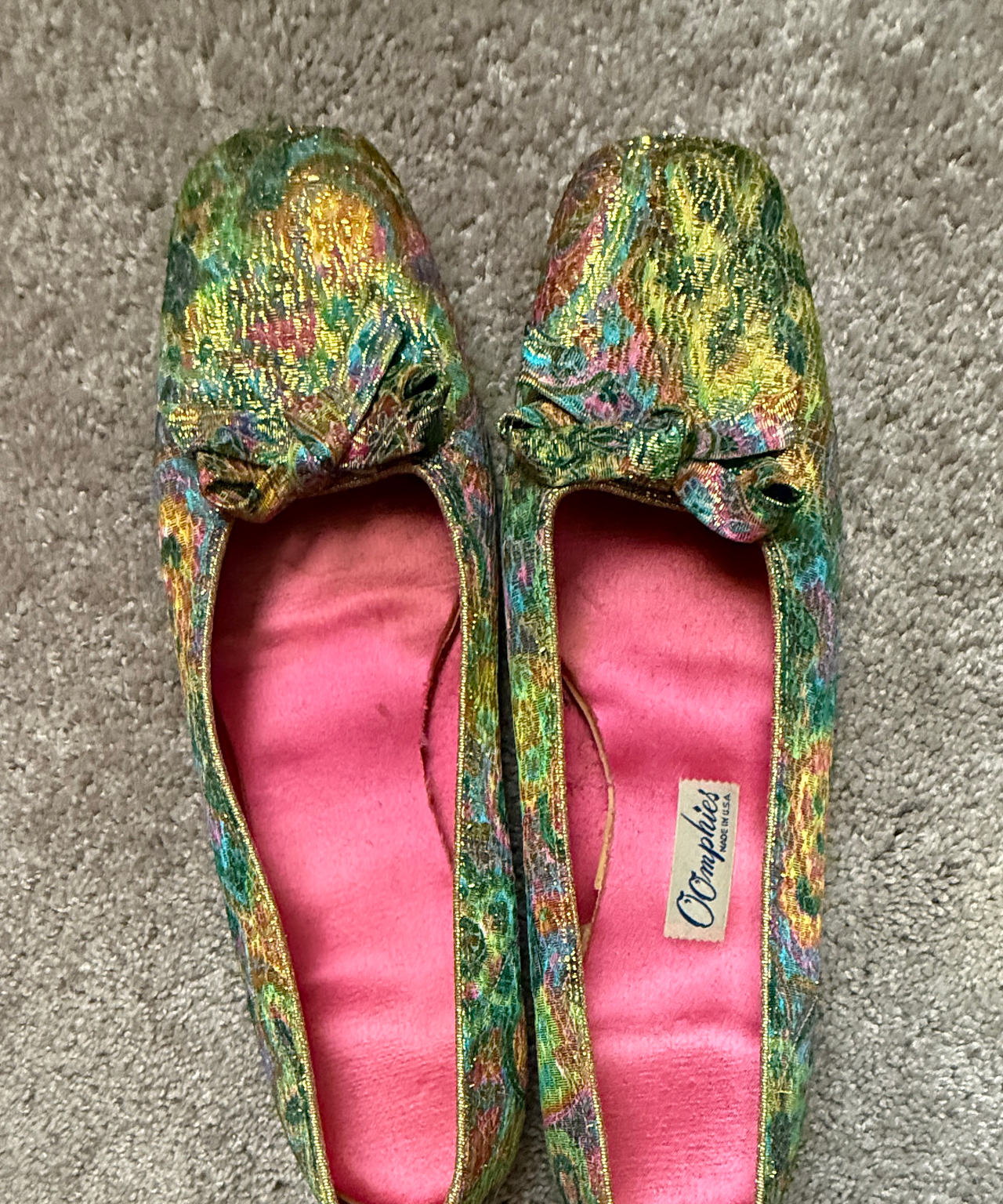 Oomphies Vintage Metallic Brocade Ballet Flats