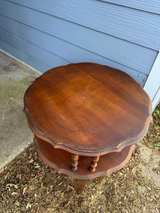 Vintage 2-Tier Scalloped Wood Side Table - Image 3
