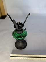 Vintage Miniature Green Glass Oil Lamp - Image 4