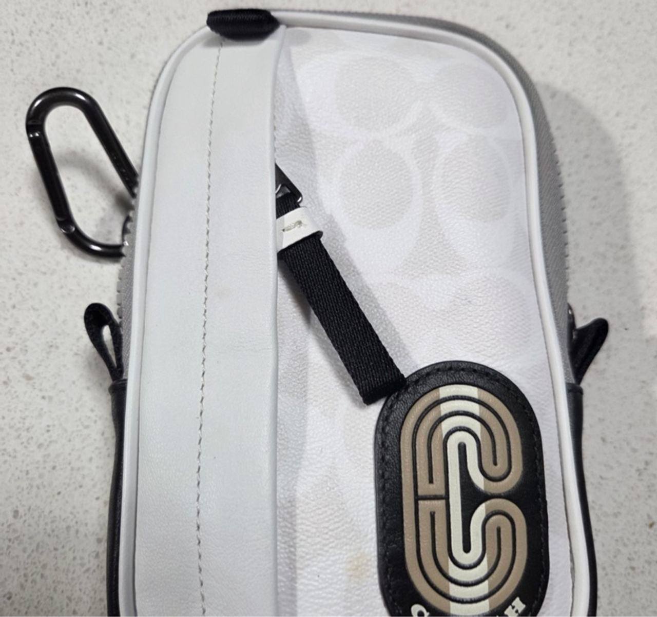 Coach Ivory North South Hybrid Pouch Colorblock Canvas