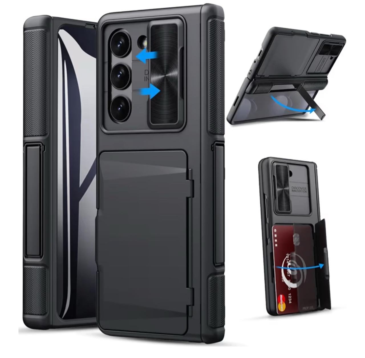 GBEE for Samsung Galaxy Z Fold 5 Case with Kickstand & Screen Protector & Card