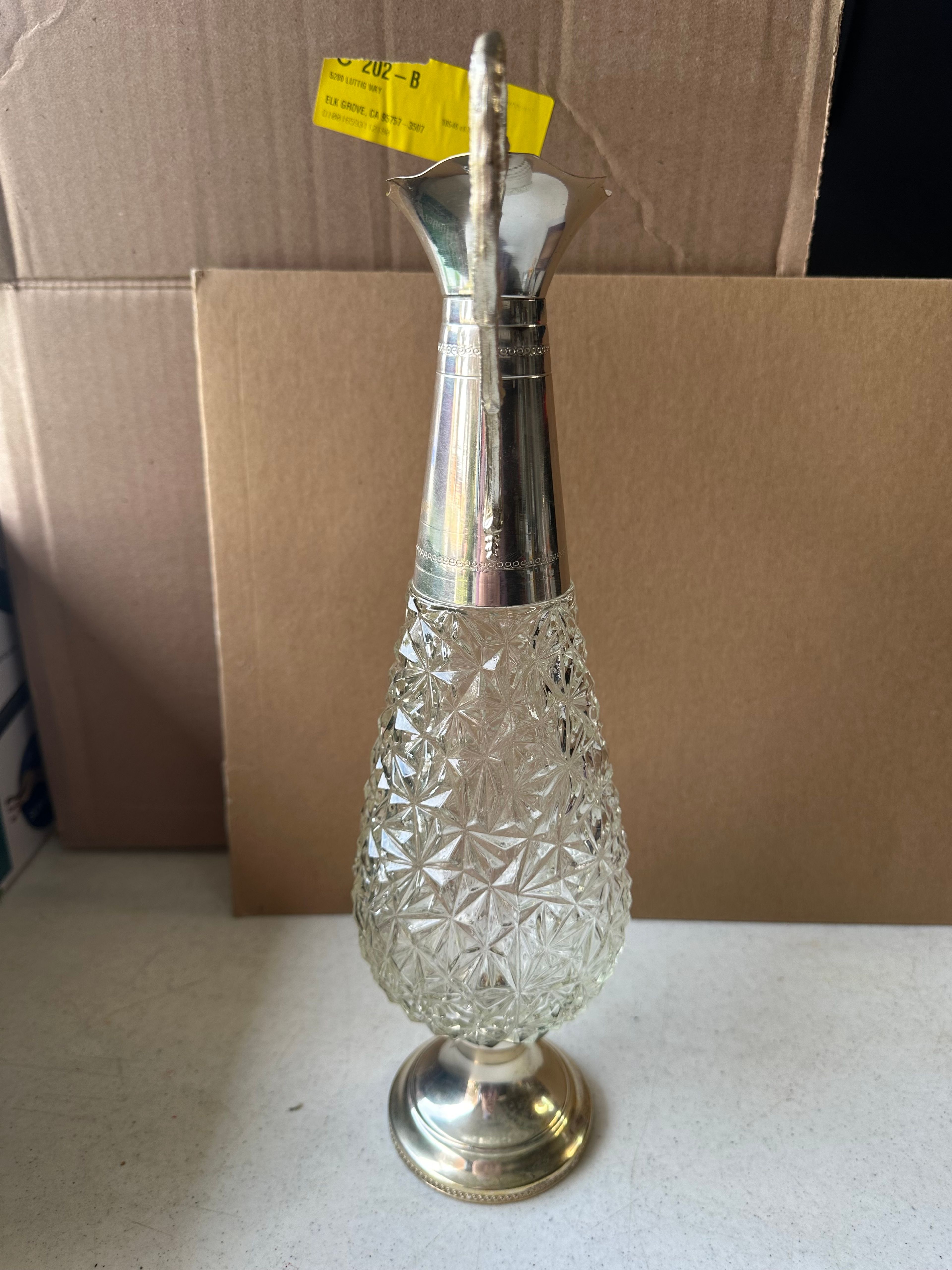 Vintage Silver Plated Glass Claret Jug Decanter - Image 2