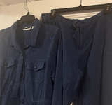 Liz Claiborne Navy Blue Linen Blend Shirt and Pant Set - Image 1
