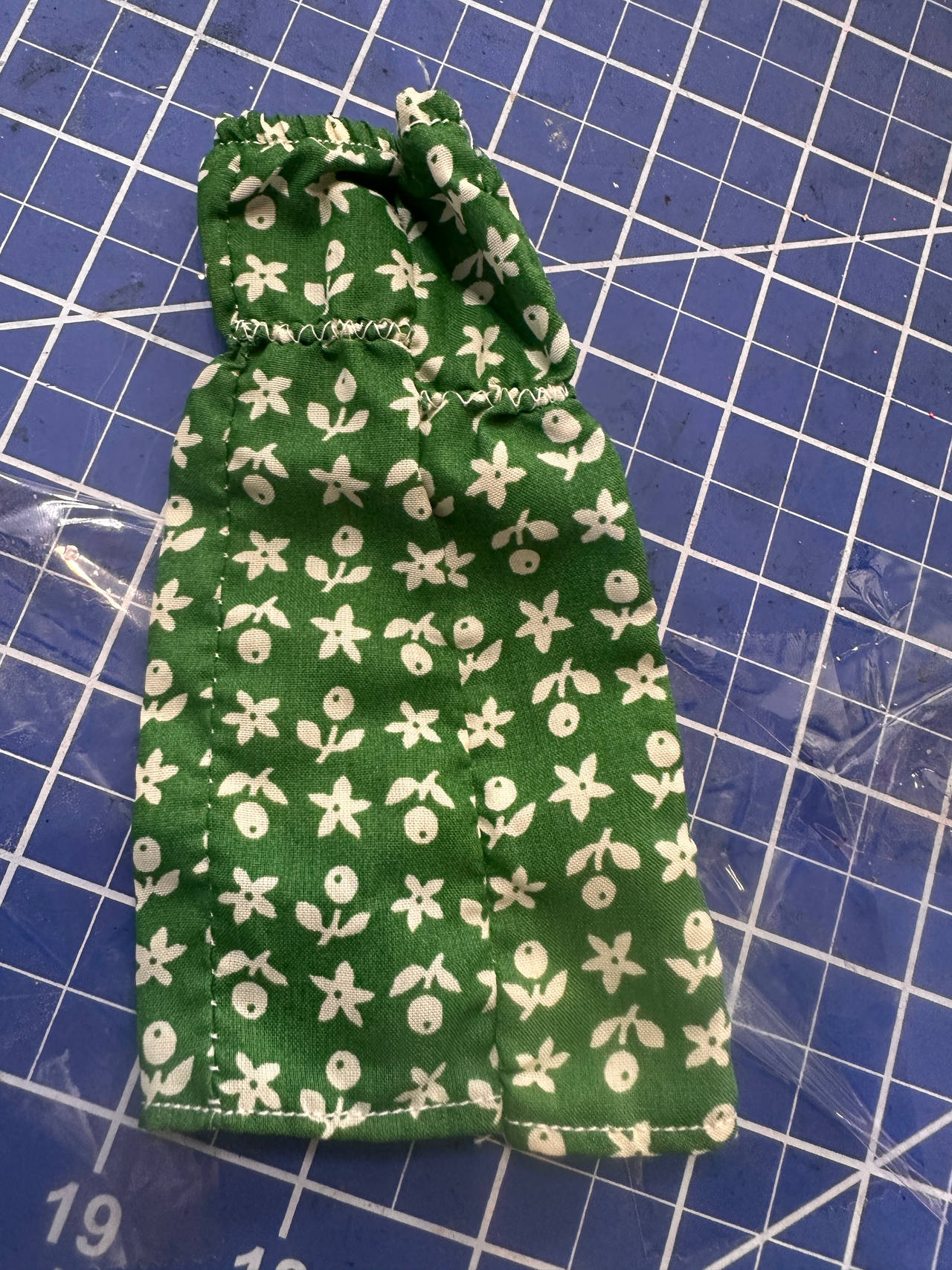 Vintage Barbie Green Floral Doll Dress