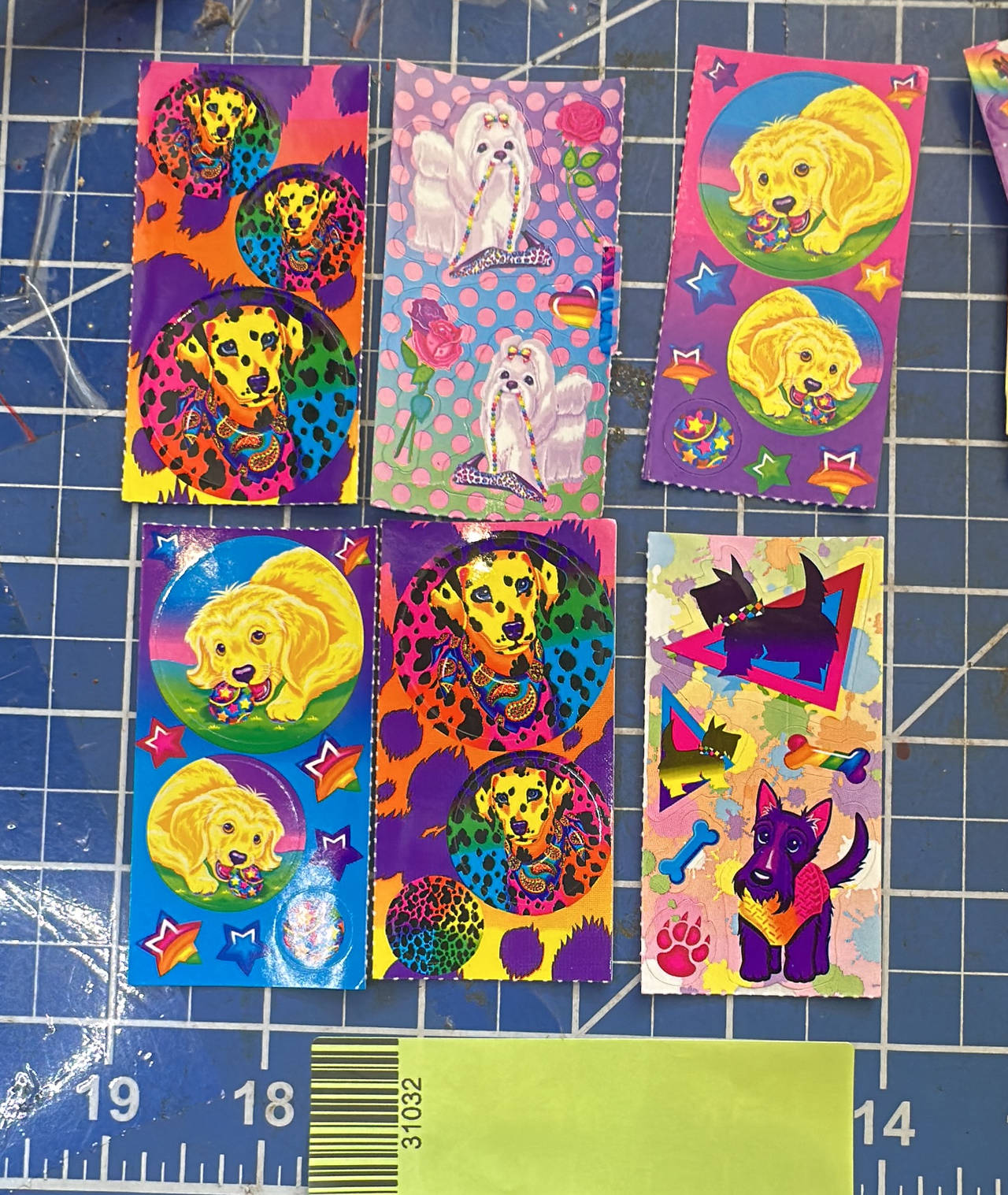 Lisa Frank vtg puppy dog sticker sheets, 6 pcs complete