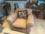 Beige Suede Sofa & Chair - Image 3