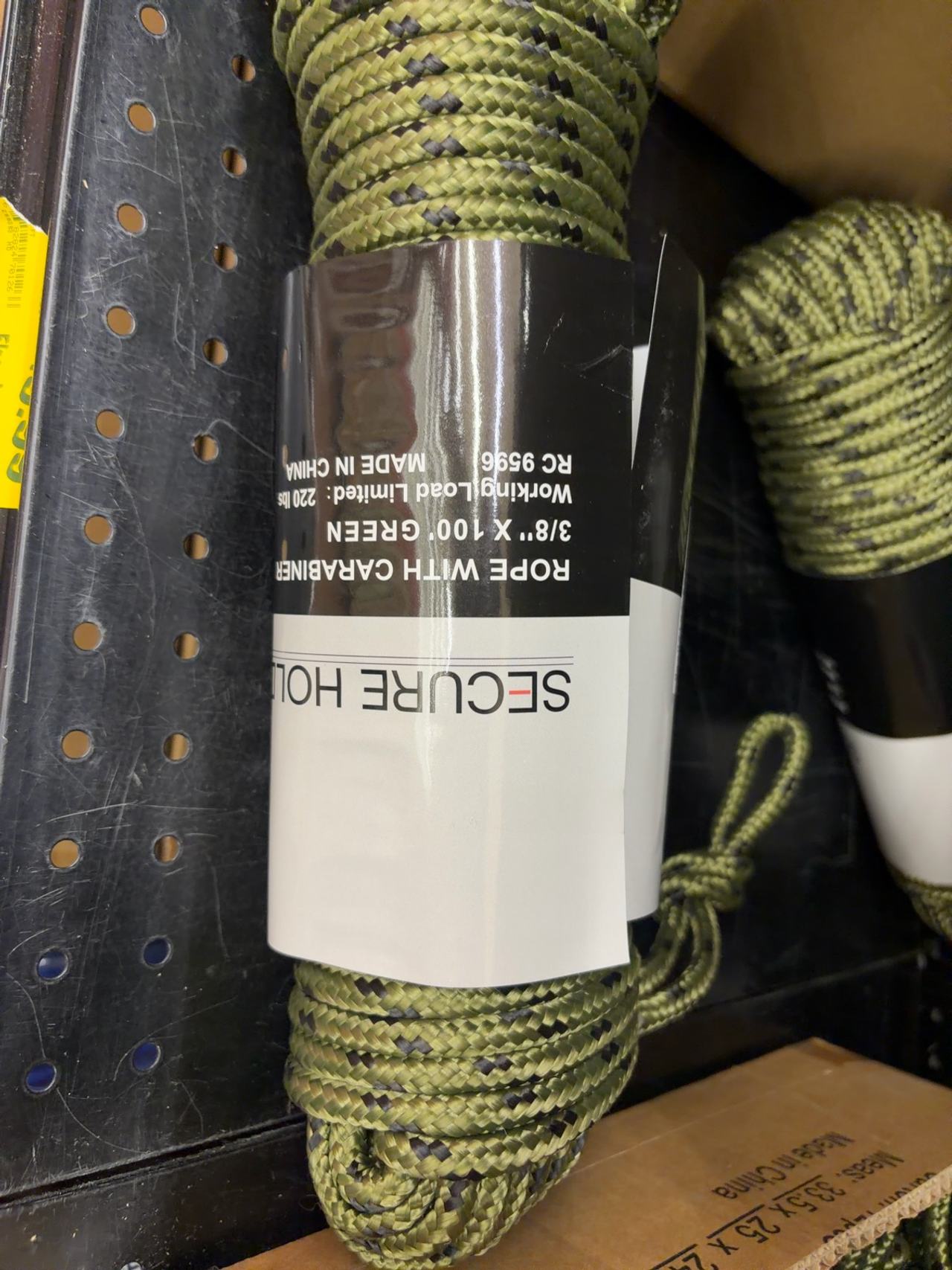 Secure Hold 3/8 in. x 100 ft. Green Camo Rope with Carabiner