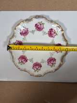 Vintage Crescent China Pink Rose Scalloped Gold Rim Plate - Image 6