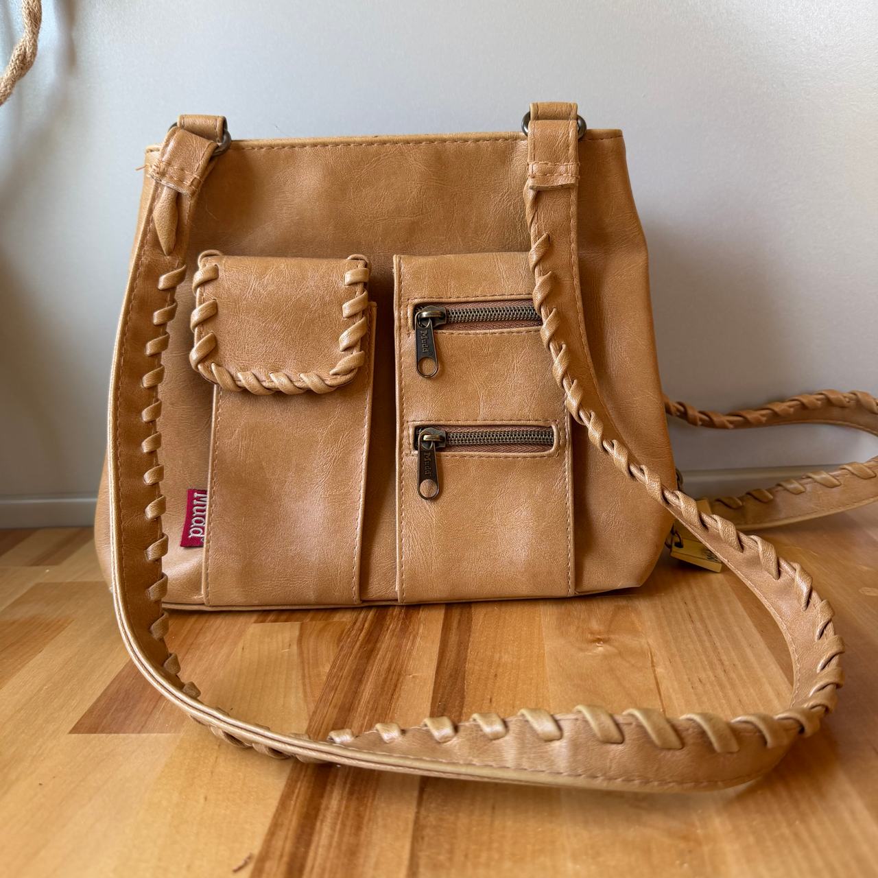 Mudd Tan Braided Trim Crossbody Bag