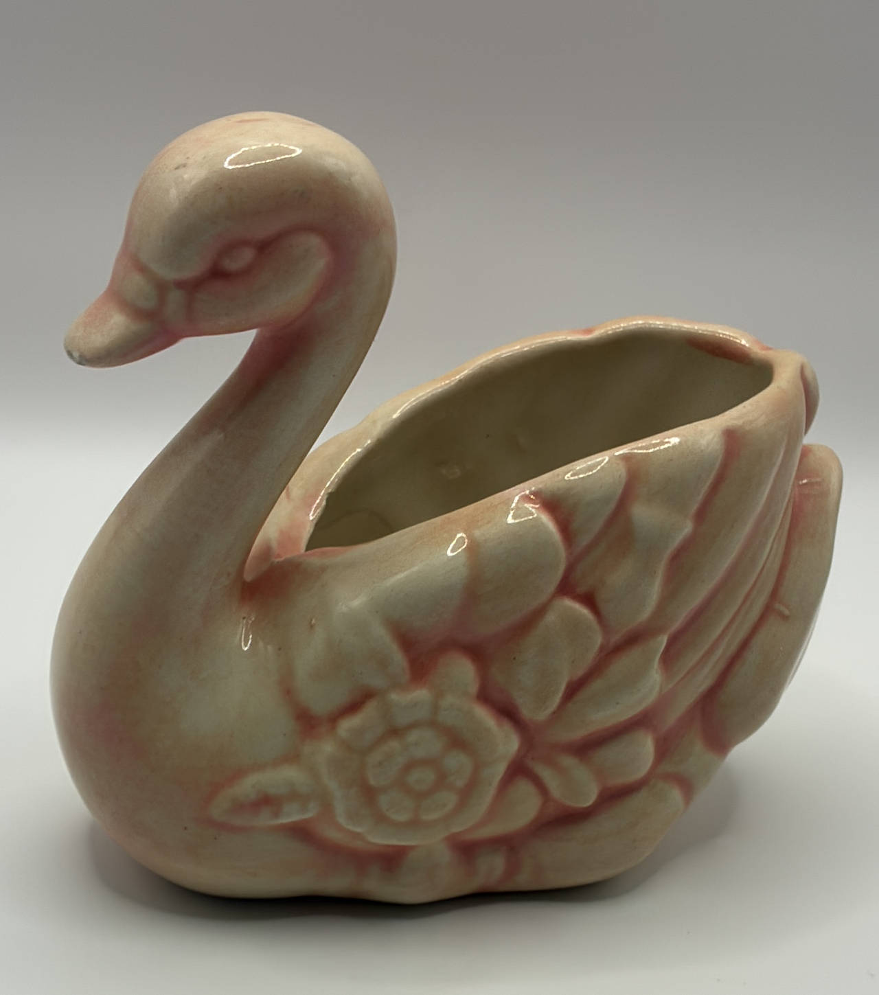 Vintage Pink Ceramic Swan Planter