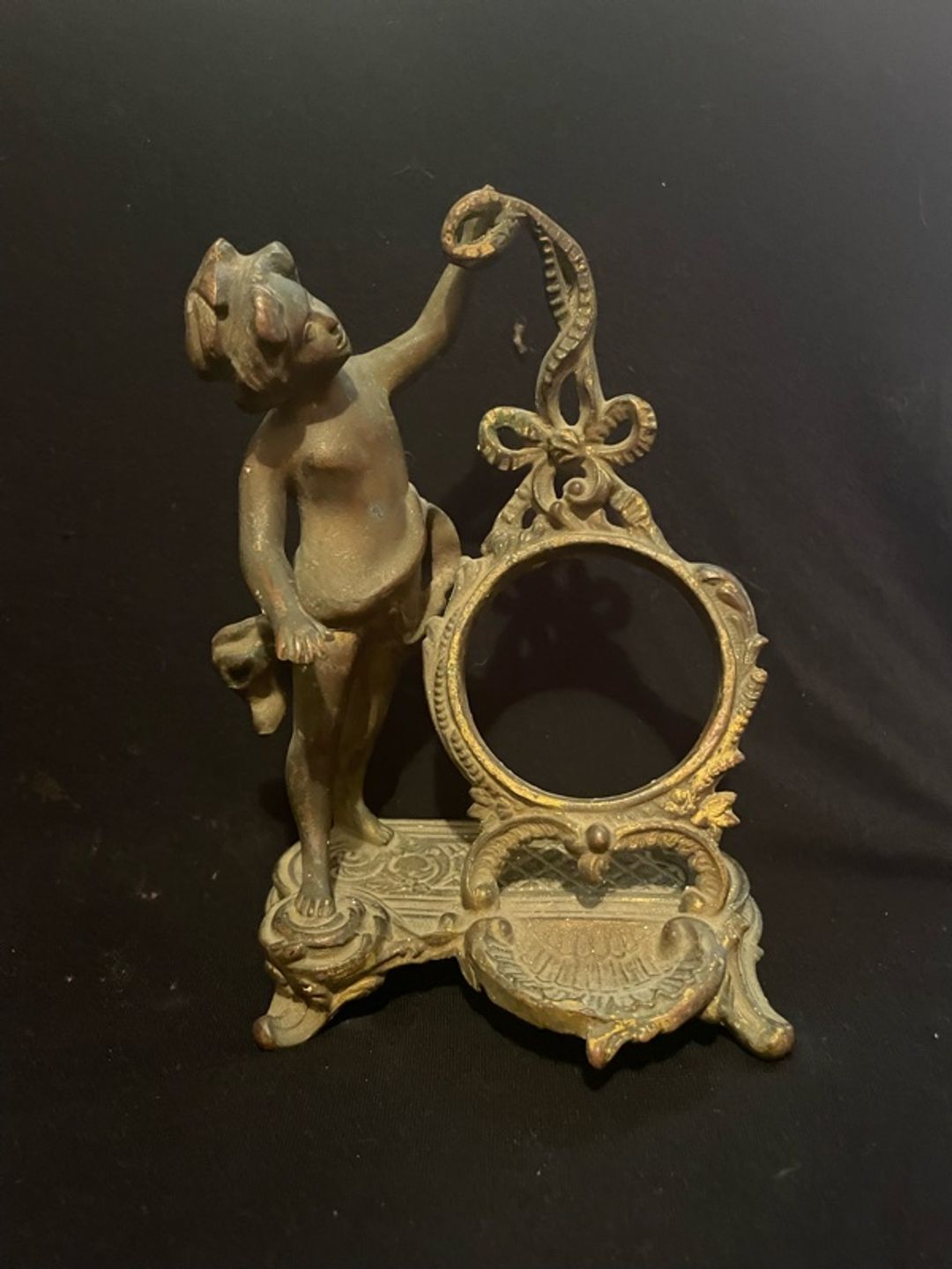 Antique Cherub Brass Pocket watch holder