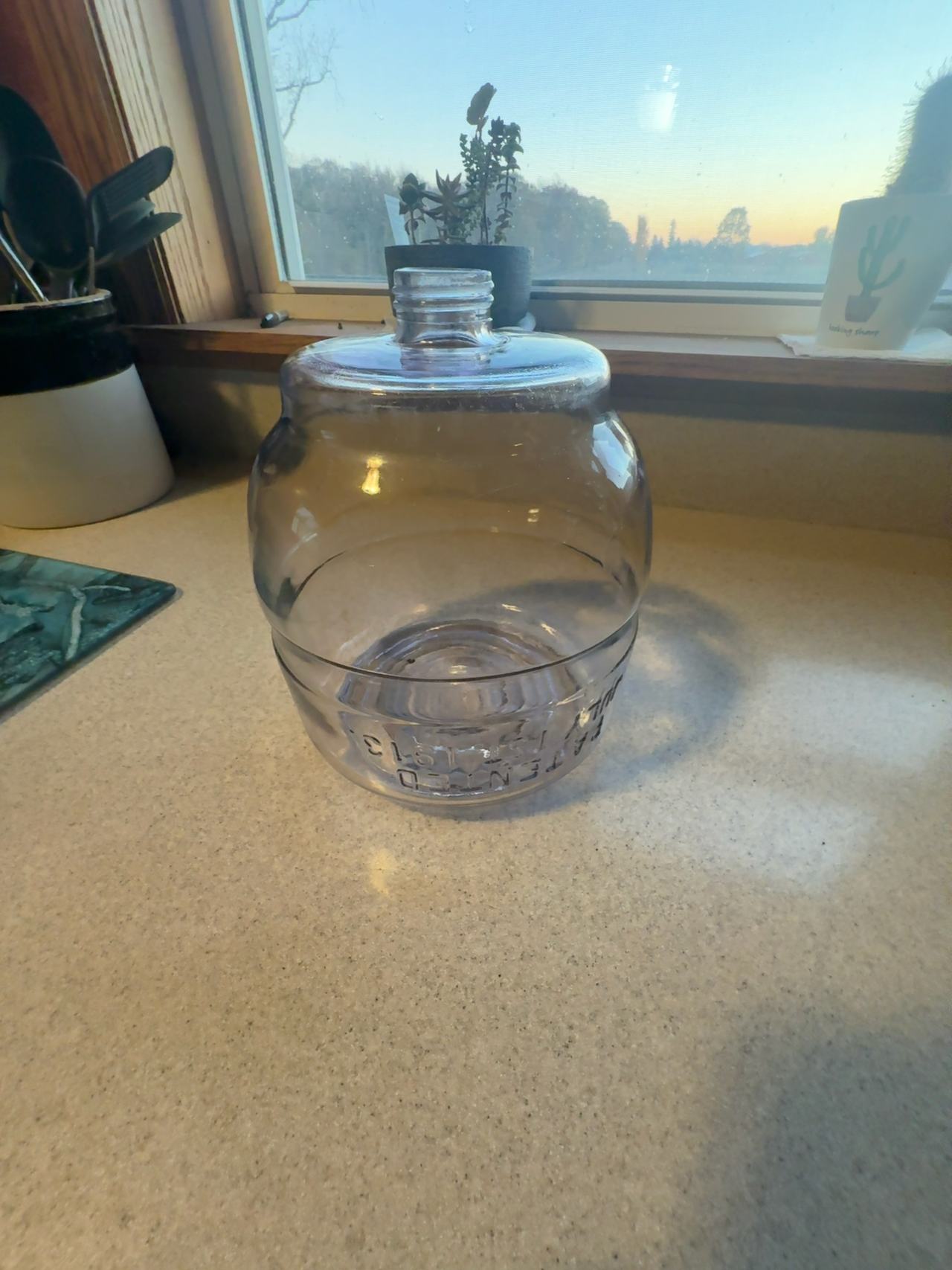 Vintage Kerosene Glass Bottle Jug (1913 Green Glass)