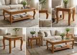 Vintage Oak and Glass Coffee Table Set - Image 2