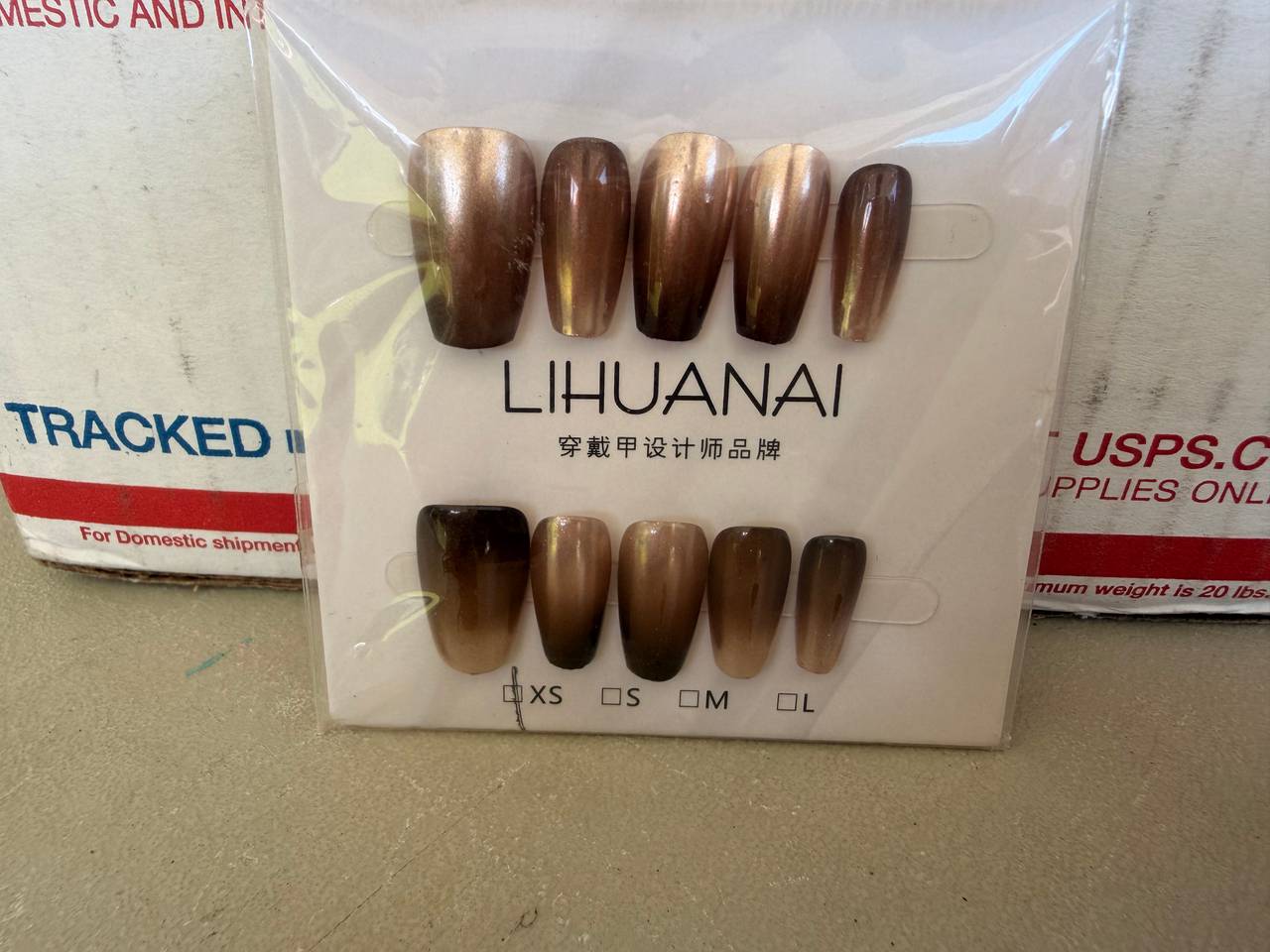 Lihuanai Bronze Ombre Press-On Nails