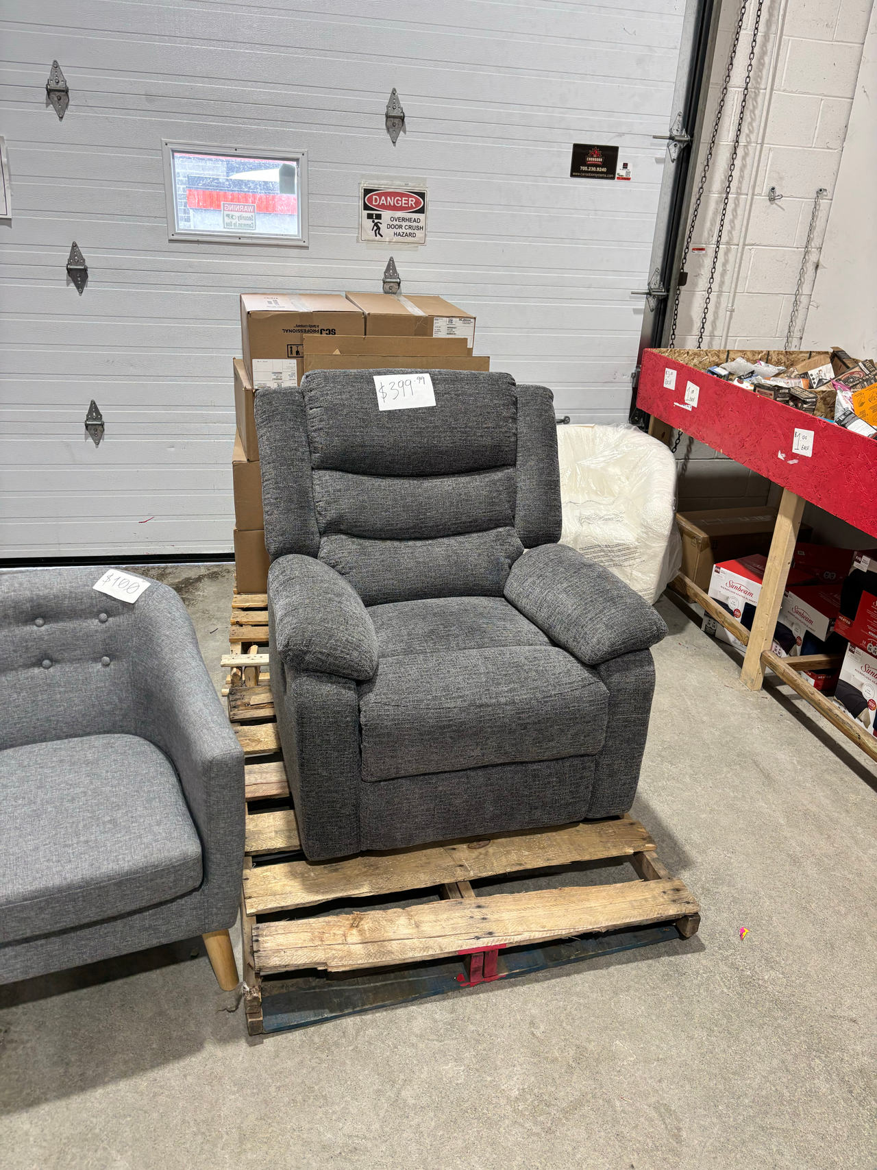 Grey Fabric Manual Recliner Chair