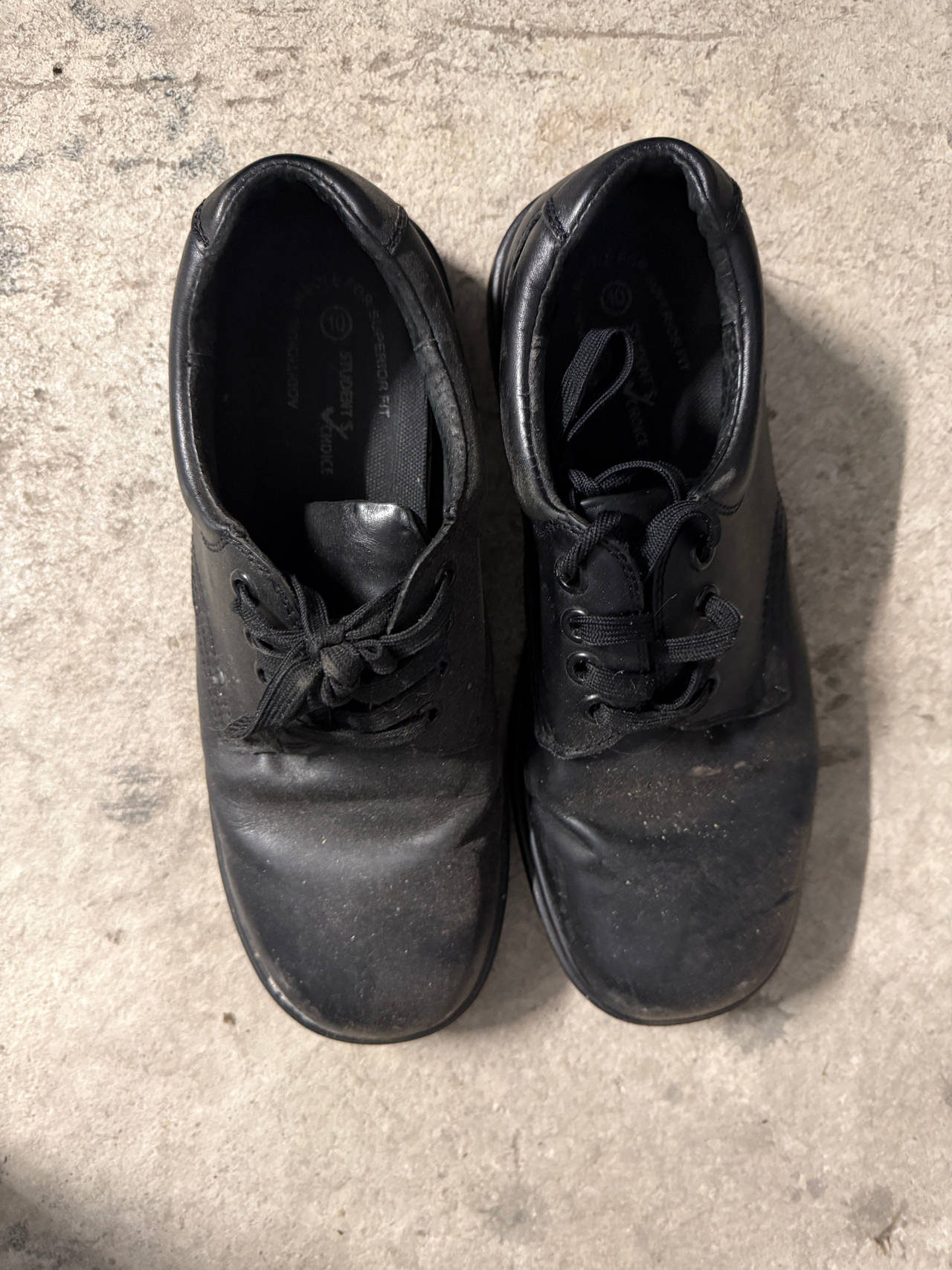Black leather school shoes